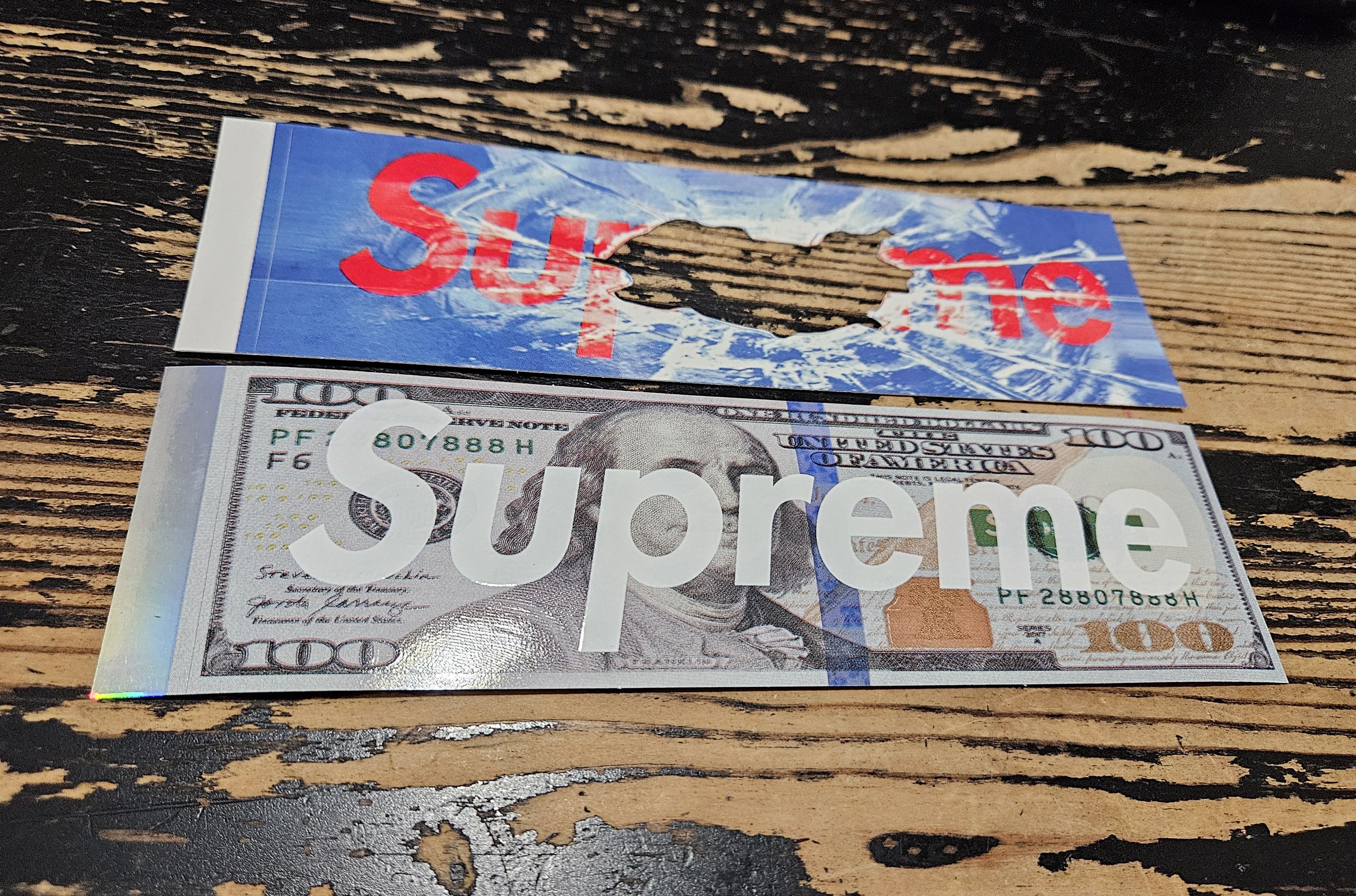 Supreme Supreme Money Box Logo Benjamin Franklin Sticker FW25
