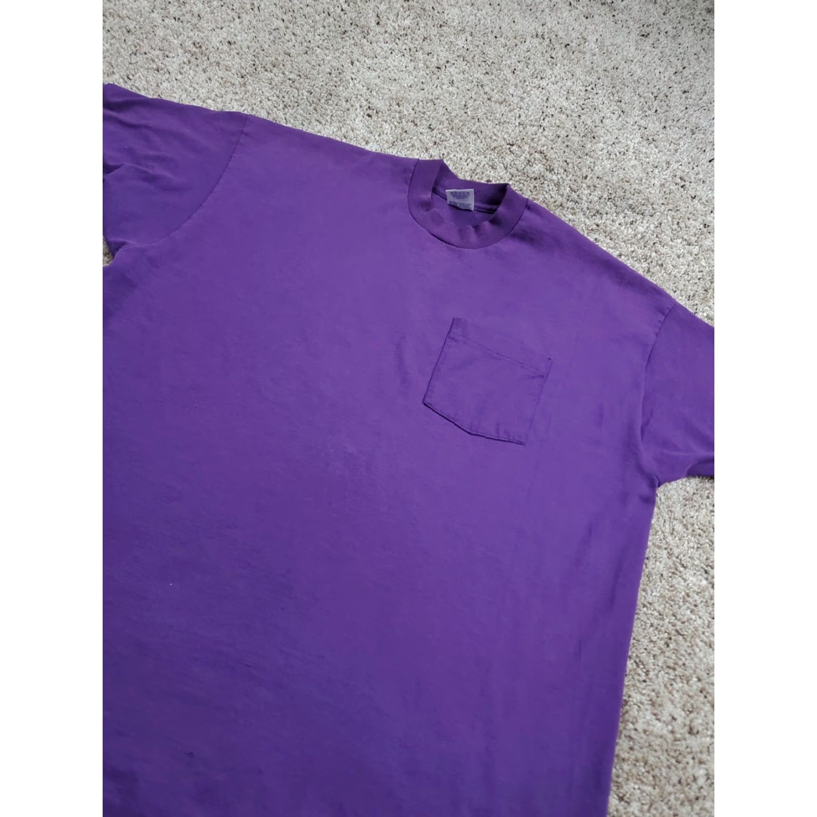 Vintage VINTAGE 90s BVD T Shirt 2XL Mens Purple Pocket Blank Single Stitch USA Made Size US XXL / EU 58 / 5 - 2 Thumbnail