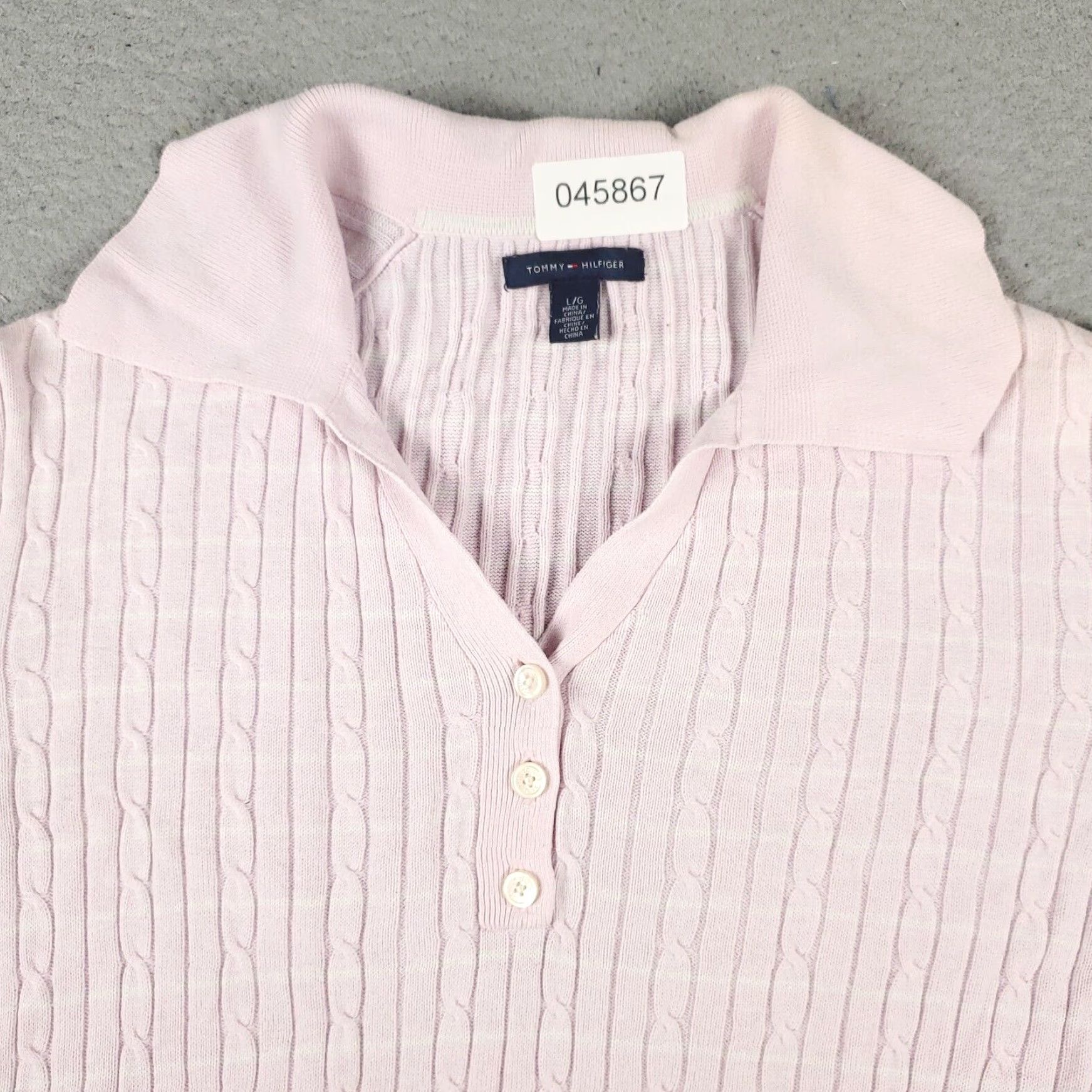 Tommy Hilfiger Tommy Hilfiger Pink Crew Neck Cable Knit Pullover Sweater Womens Large Size L / US 10 / IT 46 - 2 Thumbnail