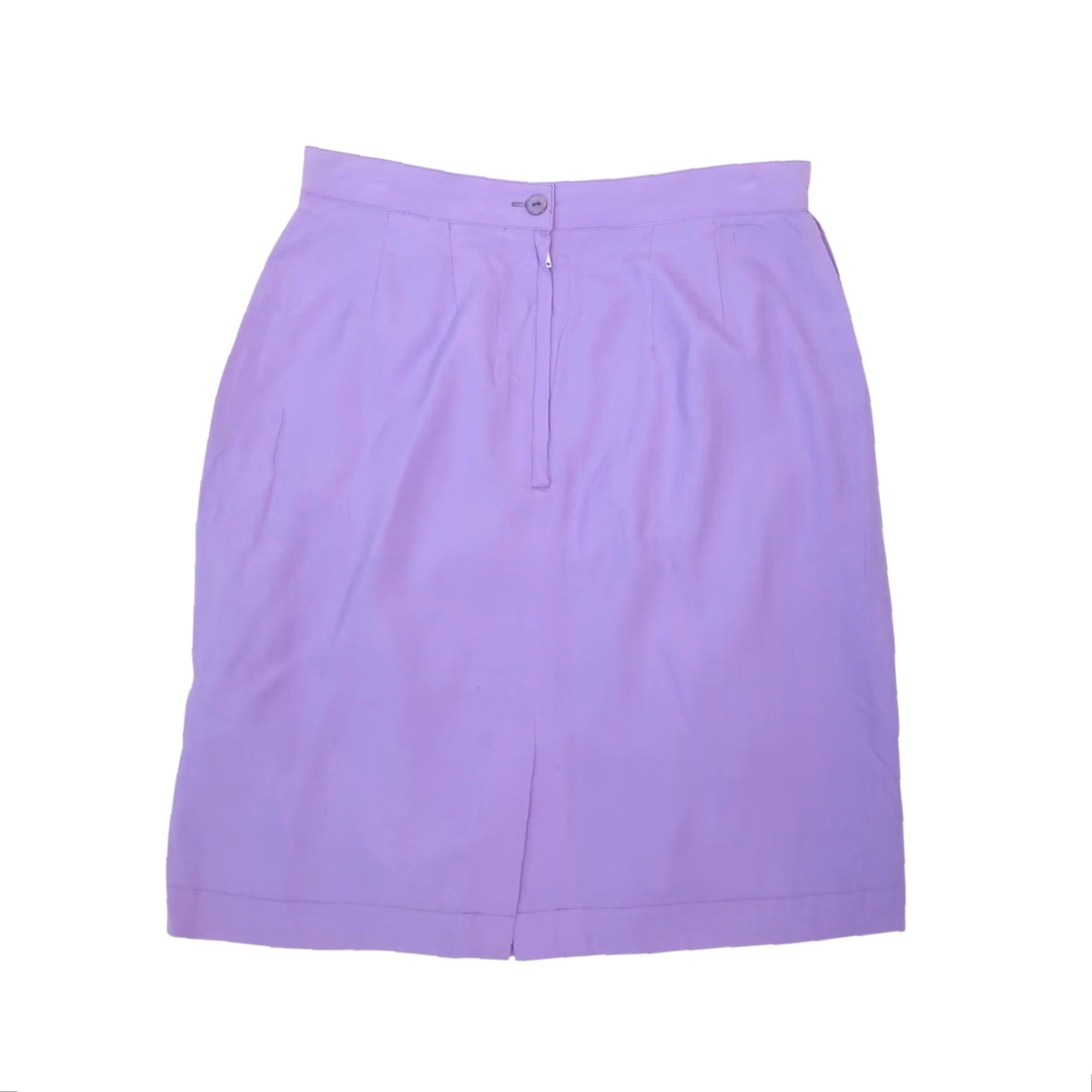 Vintage VINTAGE 90s Numi Lavender Purple 100% Silk Knee Length Pencil Skirt M Womens Dress Skirt High Rise Zip Back Pockets Solid Spring Summer Size 32" / US 10 / IT 46 - 2 Thumbnail
