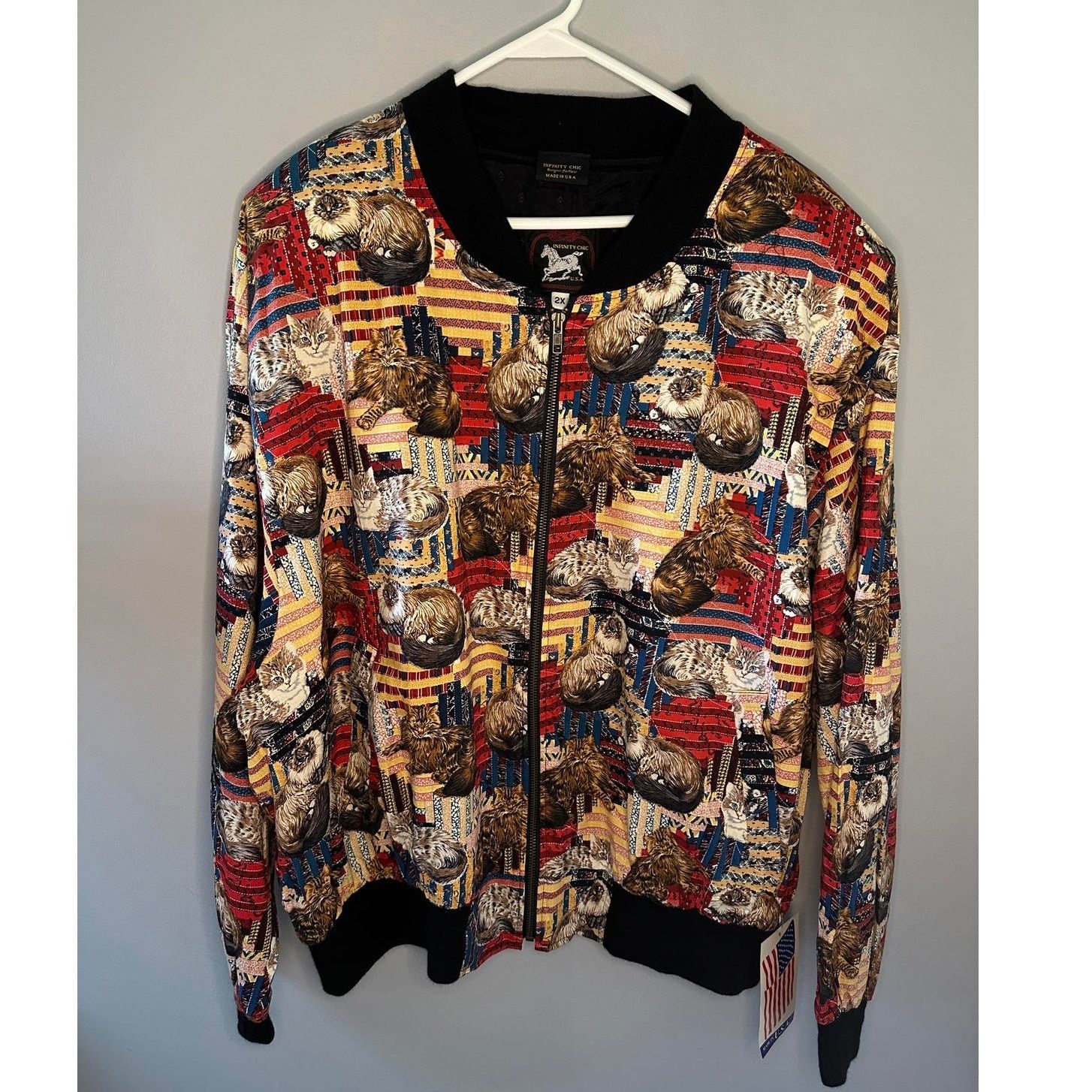 Other NWT Infinity Chic Cat Print Full Zip Bomber Jacket Multi 2X Size XXL / US 16-18 / IT 52-54 - 1 Thumbnail