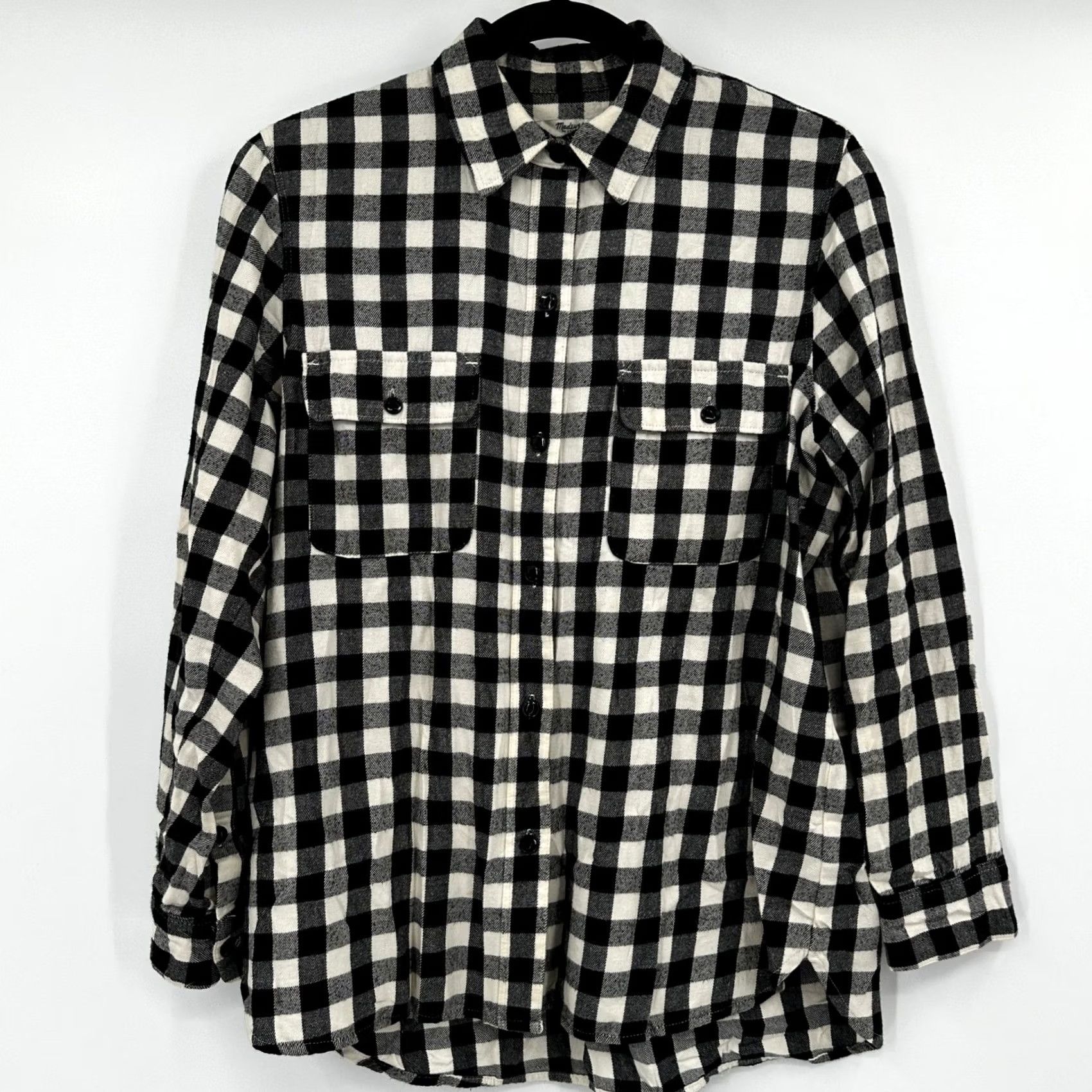 Madewell Madewell Buffalo Check Flannel Button Down Shirt Womens M Black White Multicolor Button Up Casual Workwear Checkered Cabin 90s? Size M / US 6-8 / IT 42-44 - 2 Thumbnail