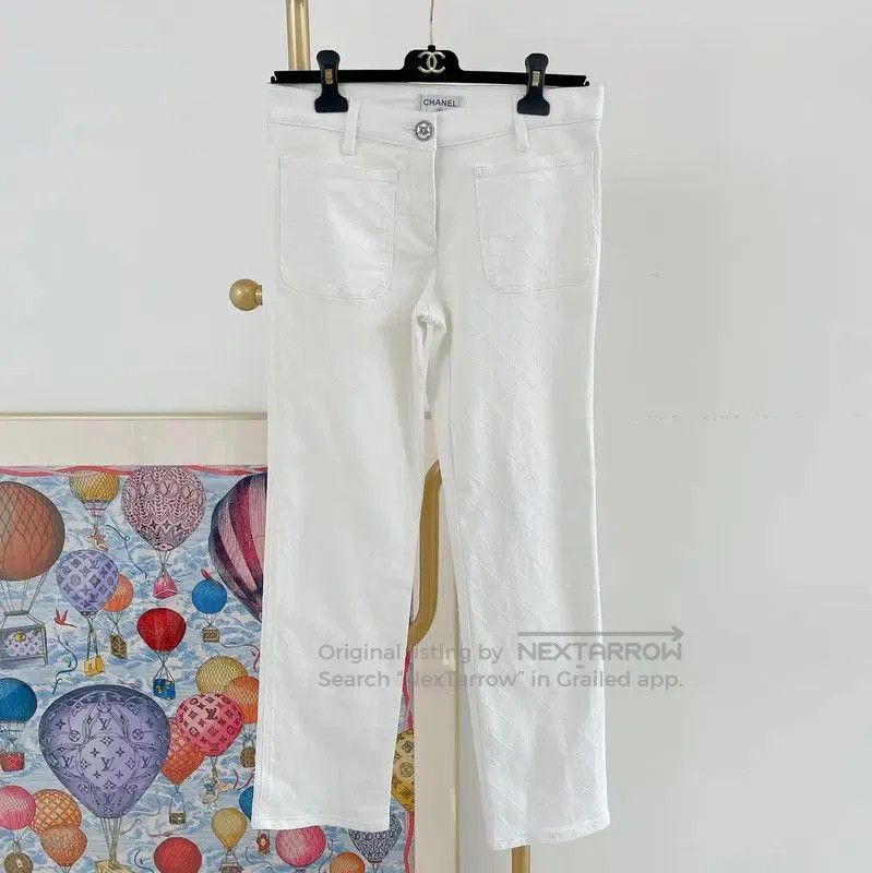 Chanel Chanel White Cotton Women's Denim Pants . Size 23" - 1 Thumbnail