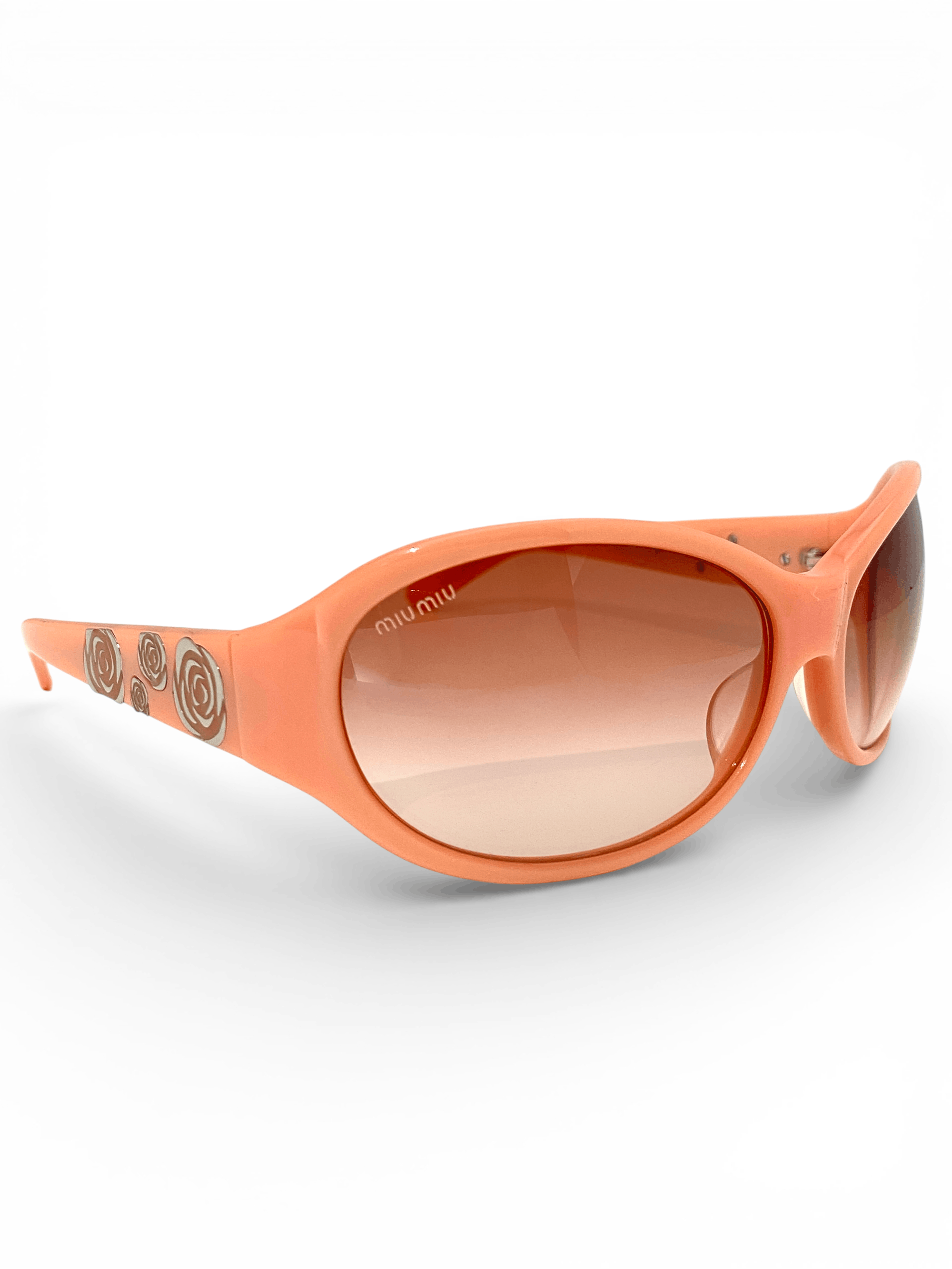 Miu Miu Miu Miu Flower Floral Logo Peach Retro Oval Sunglasses Y2K Size ONE SIZE - 4 Thumbnail