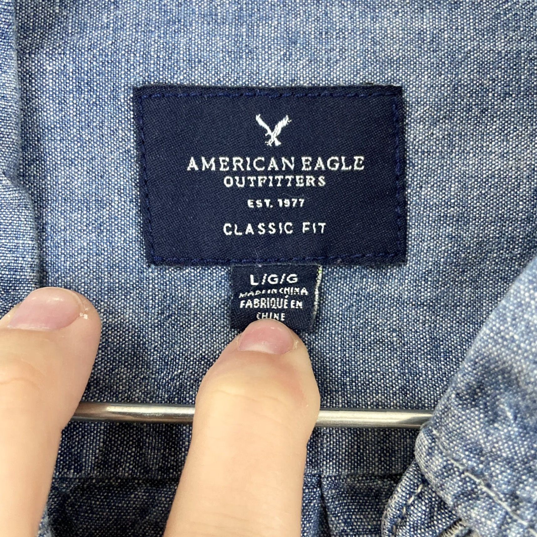 American Eagle Outfitters AMERICAN EAGLE OUTFITTERS Classic Fit Button-Up Shirt Men’s L Blue Long Sleeve Multicolor Size US L / EU 52-54 / 3 - 6 Thumbnail