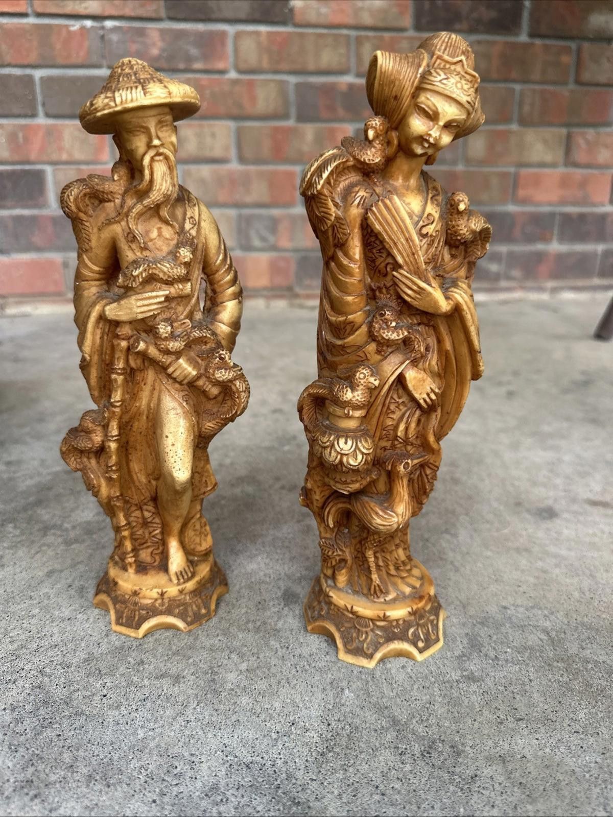 Designer Vintage Hand Carved Wooden Asian Statues Mid Century Size ONE SIZE - 2 Thumbnail