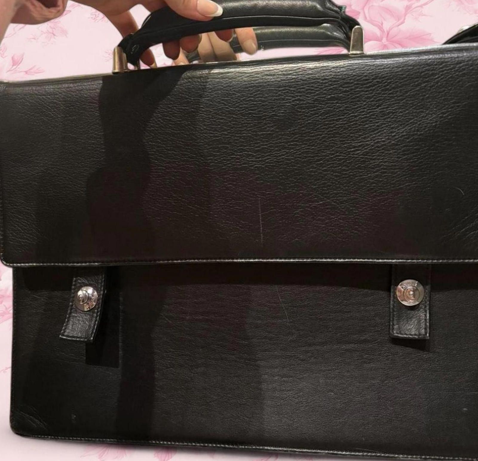 Other Vintage Leather Briefcase Black Blue Interior Antique Size ONE SIZE - 3 Thumbnail