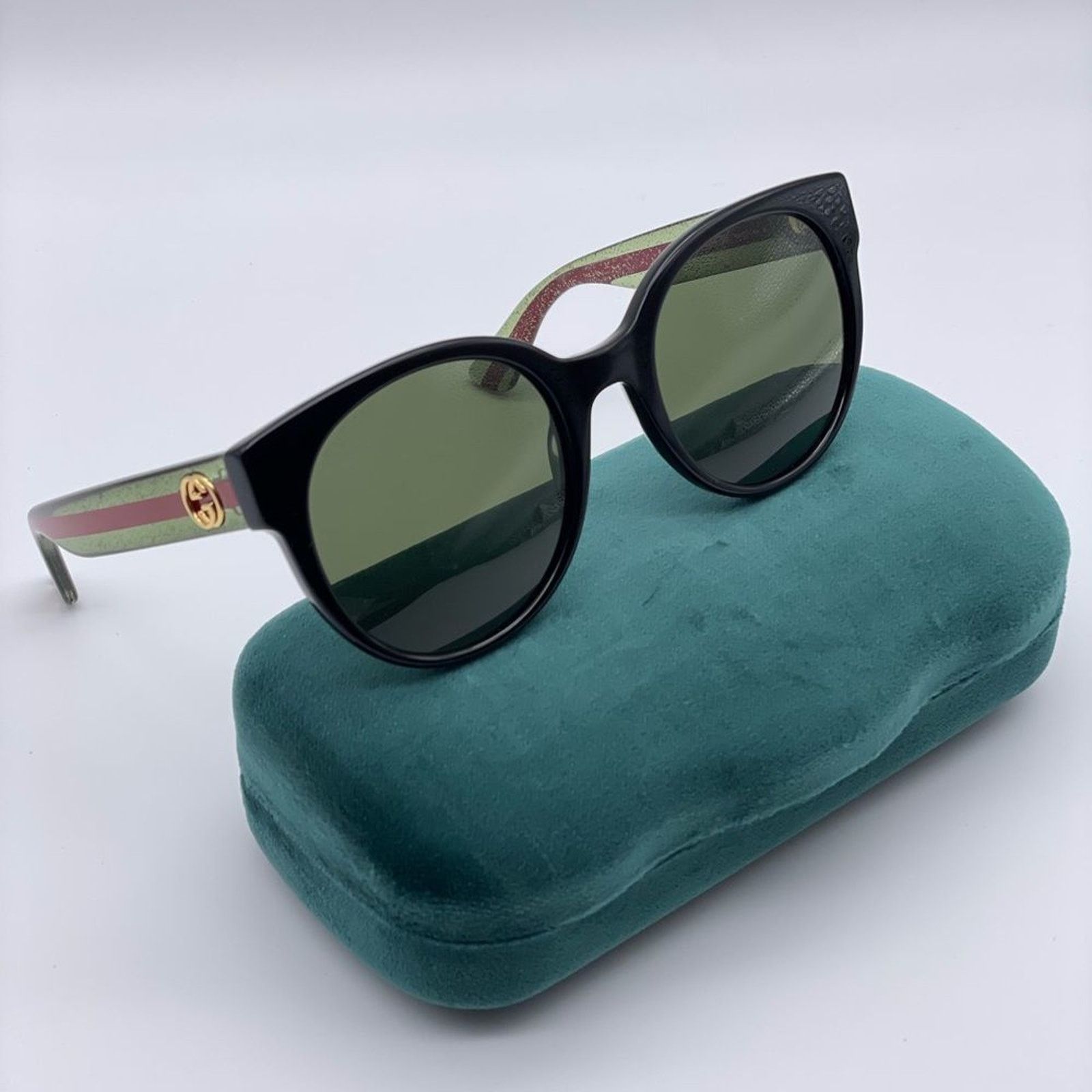 Gucci BRAND NEW GUCCI GG0035SN 002 Black/Green Women Sunglasses Size ONE SIZE - 11 Thumbnail