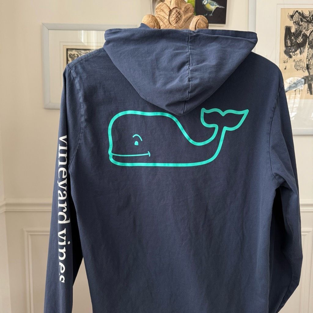 Vineyard Vines Vineyard Vines Dark Blue Tshirt Weight Cotton Hoodie Blue Wh Size US L / EU 52-54 / 3 - 3 Thumbnail
