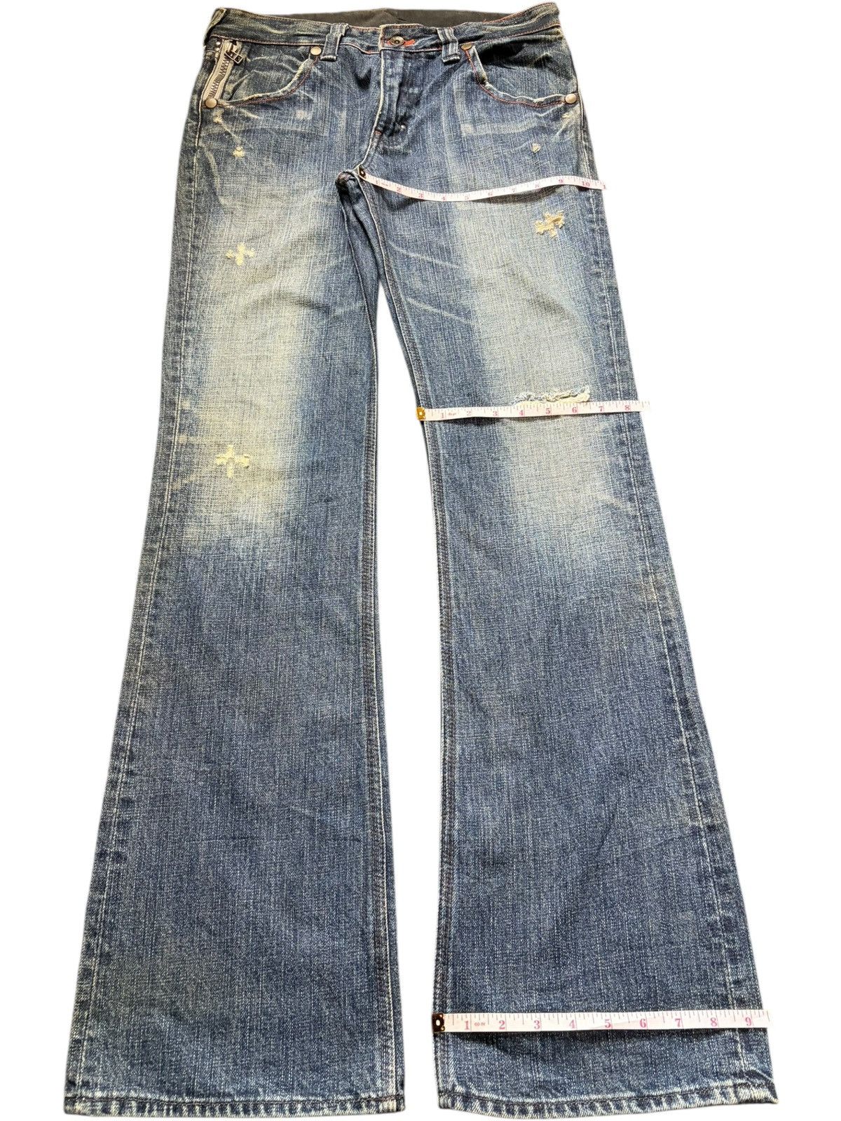 If Six Was Nine Vintage Japanese Brand Mud Wash Distress Flare Jeans Size 32" / US 10 / IT 46 - 8 Thumbnail