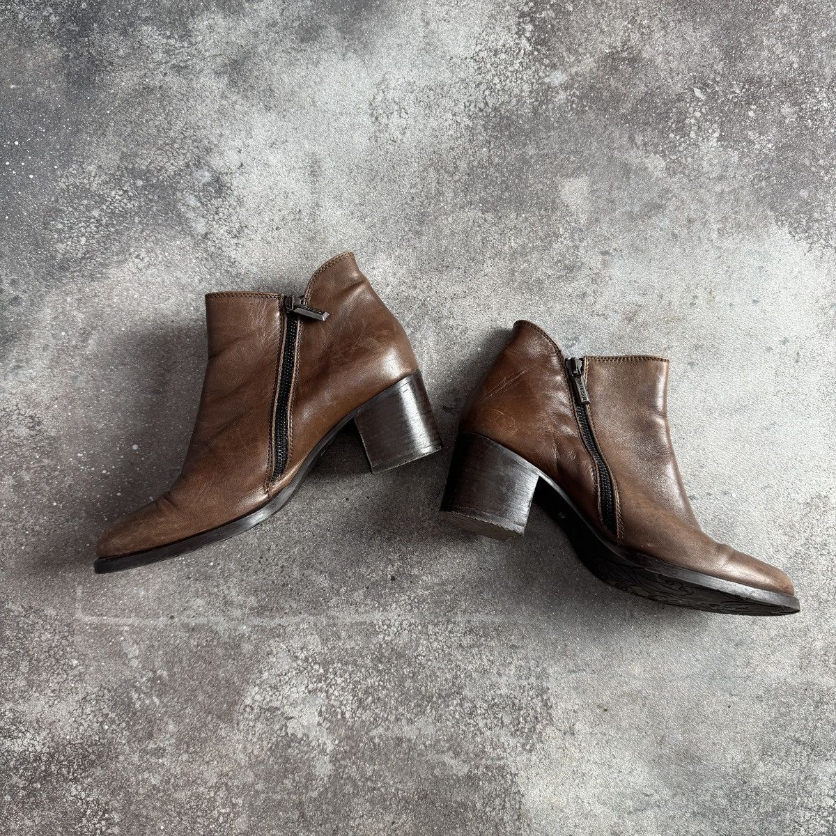 Hysteric Glamour Avant Garde Vintage Double Zip Real Faded Leather Heel Boots Size US 8 / IT 38 - 5 Thumbnail