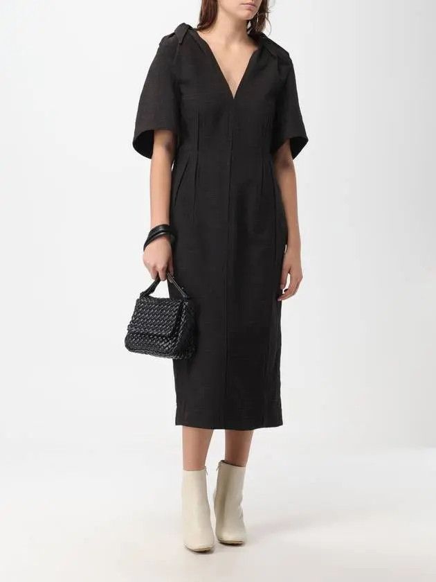 Bottega Veneta o1bcso1str0725 Viscose And Silk Criss-Cross Midi Dress Size M / US 6-8 / IT 42-44 - 2 Thumbnail