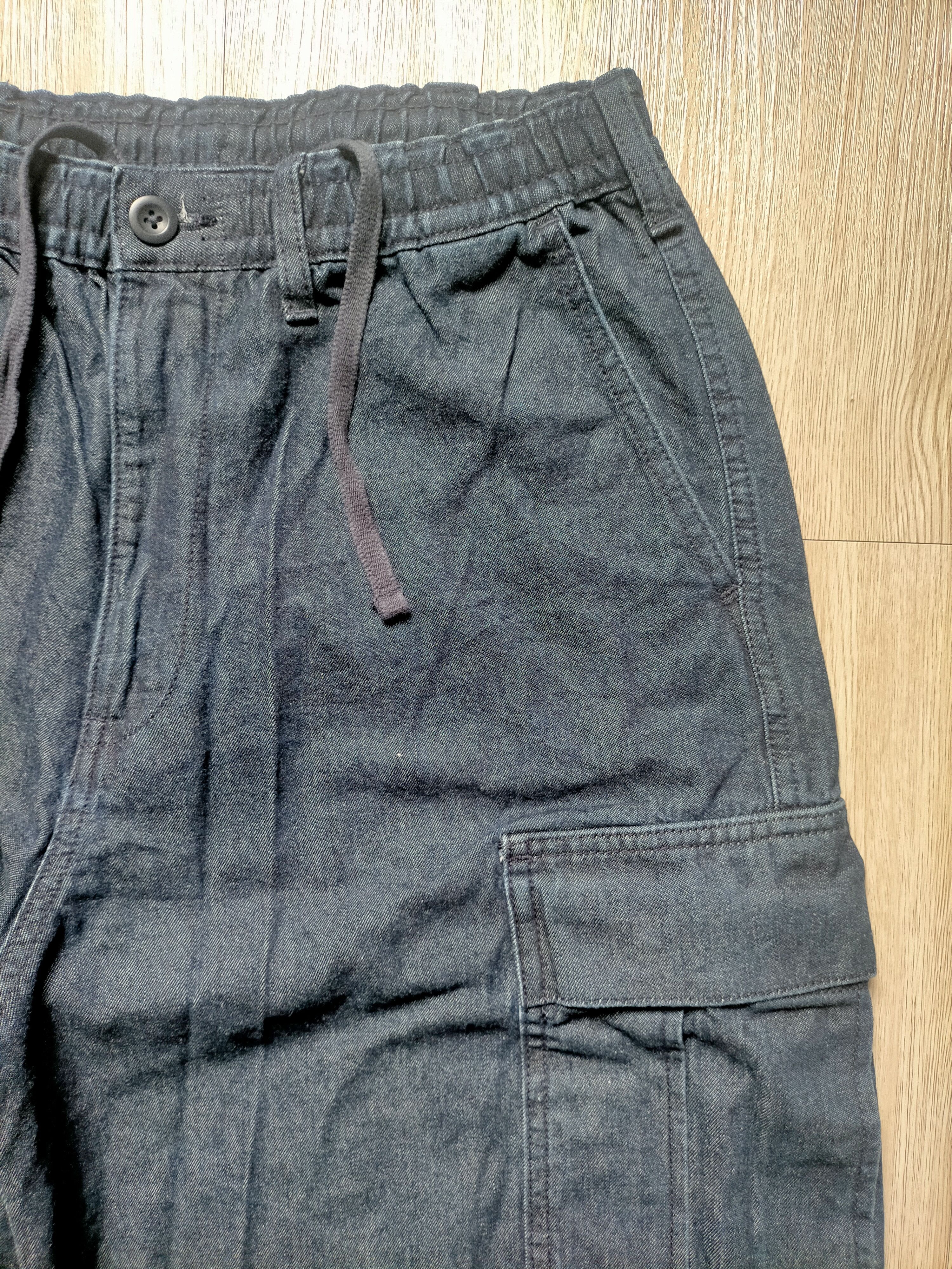 GU Parachute Denim Baggy wide Leg Cargo Jeans