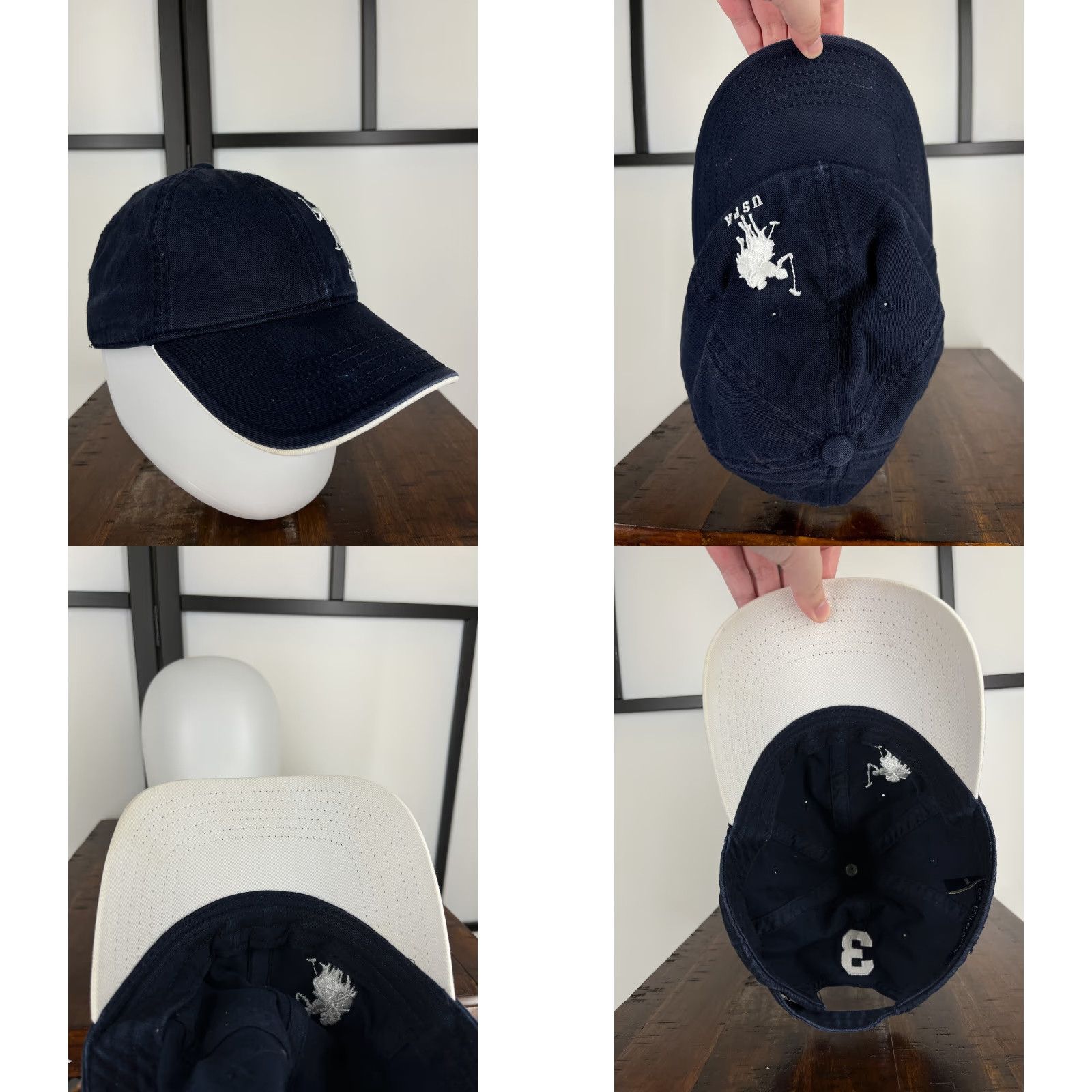 Vintage US Polo Assn Hat Cap Strap Back Adult Blue Pony 100% Cotton Twill Golf Logo Golfer Mens Size US M / EU 48-50 / 2 - 8 Thumbnail