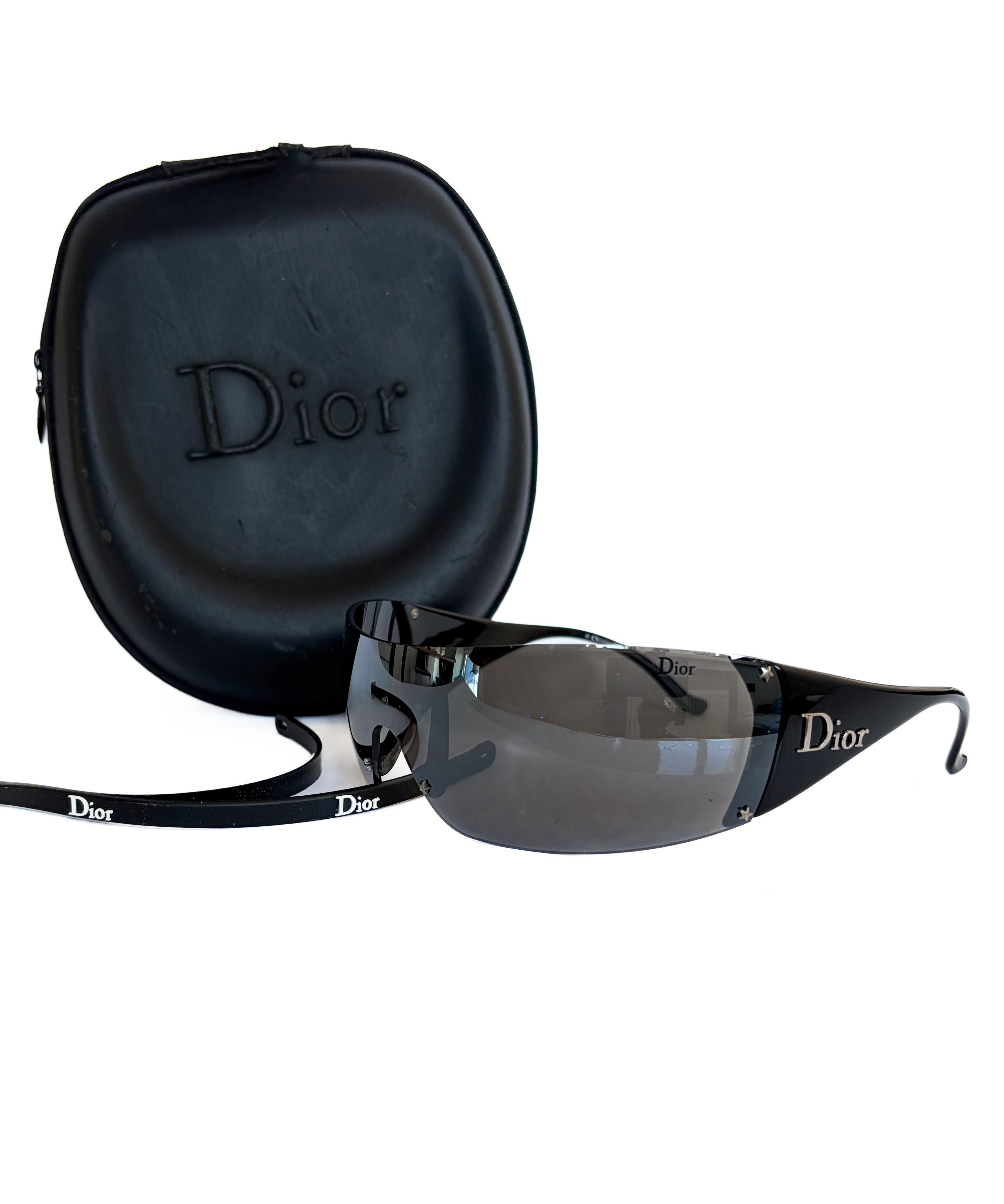 Dior 🔴 DIOR Sunglasses Ski 5 Black Shield Mask Wrap GALLIANO Size ONE SIZE - 2 Thumbnail