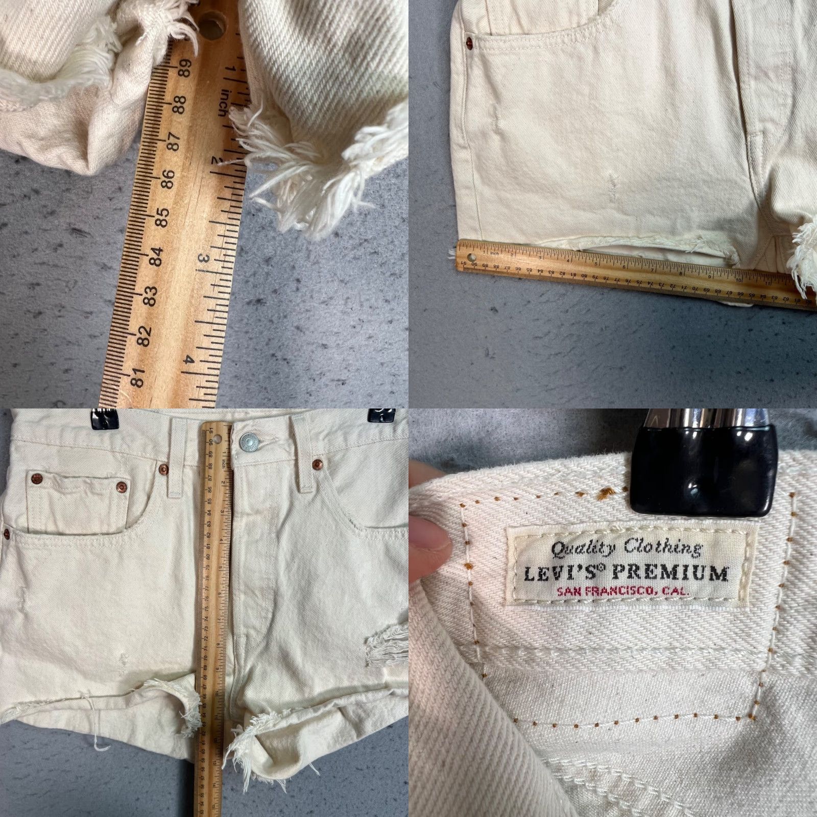 Levi's Levi's Levis Womens 501 High-Waisted Distressed White Denim Shorts Size 30 Size 30" / US 8 / IT 44 - 8 Thumbnail