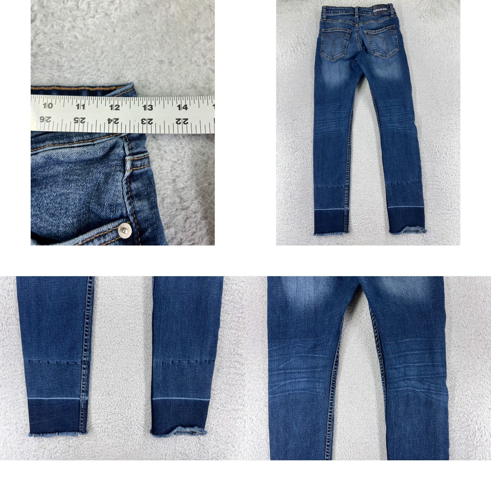 Calvin Klein Calvin Klein Jeans Women Blue Denim Straight Leg 26x30 Distressed 5-Pocket Regular Waist Cotton Blend Jeans Size 26" / US 2 / IT 38 - 9 Thumbnail