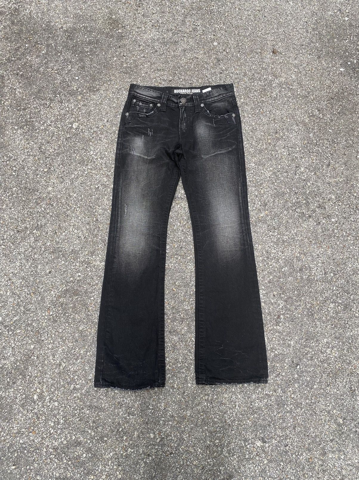 Image of If Six Was Nine x Tornado Mart Japan Flare Jeans Faded Black Buckaroo Japanese Denim (Size 31)