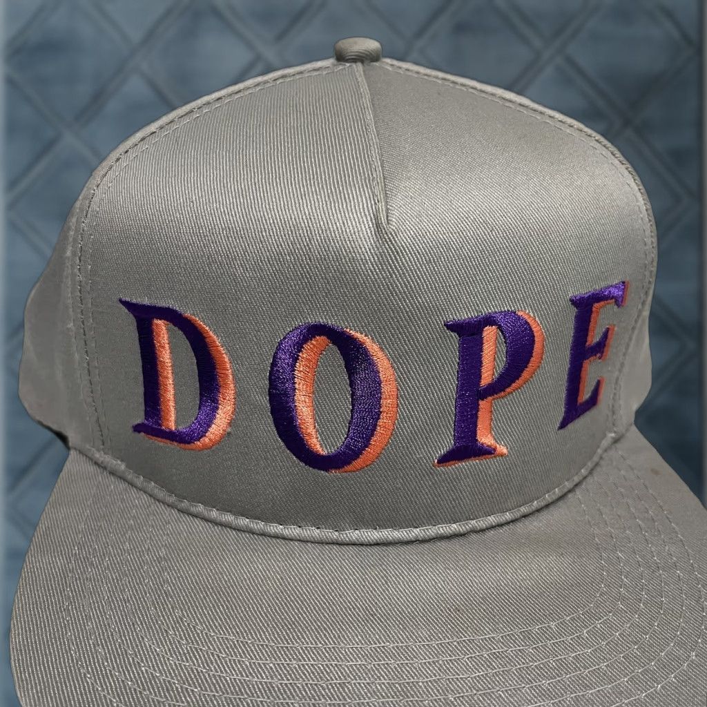 Vintage DOPE Hat Snapback Gray Adjustable Embroidered Cap Men One Size Cotton Knit Sports Outdoor USA 90s? Size ONE SIZE - 1 Thumbnail