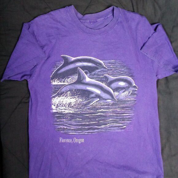 Vintage Vintage 80s Neon Dolphins Florence Oregon T-Shirt Size US L / EU 52-54 / 3 - 2 Thumbnail