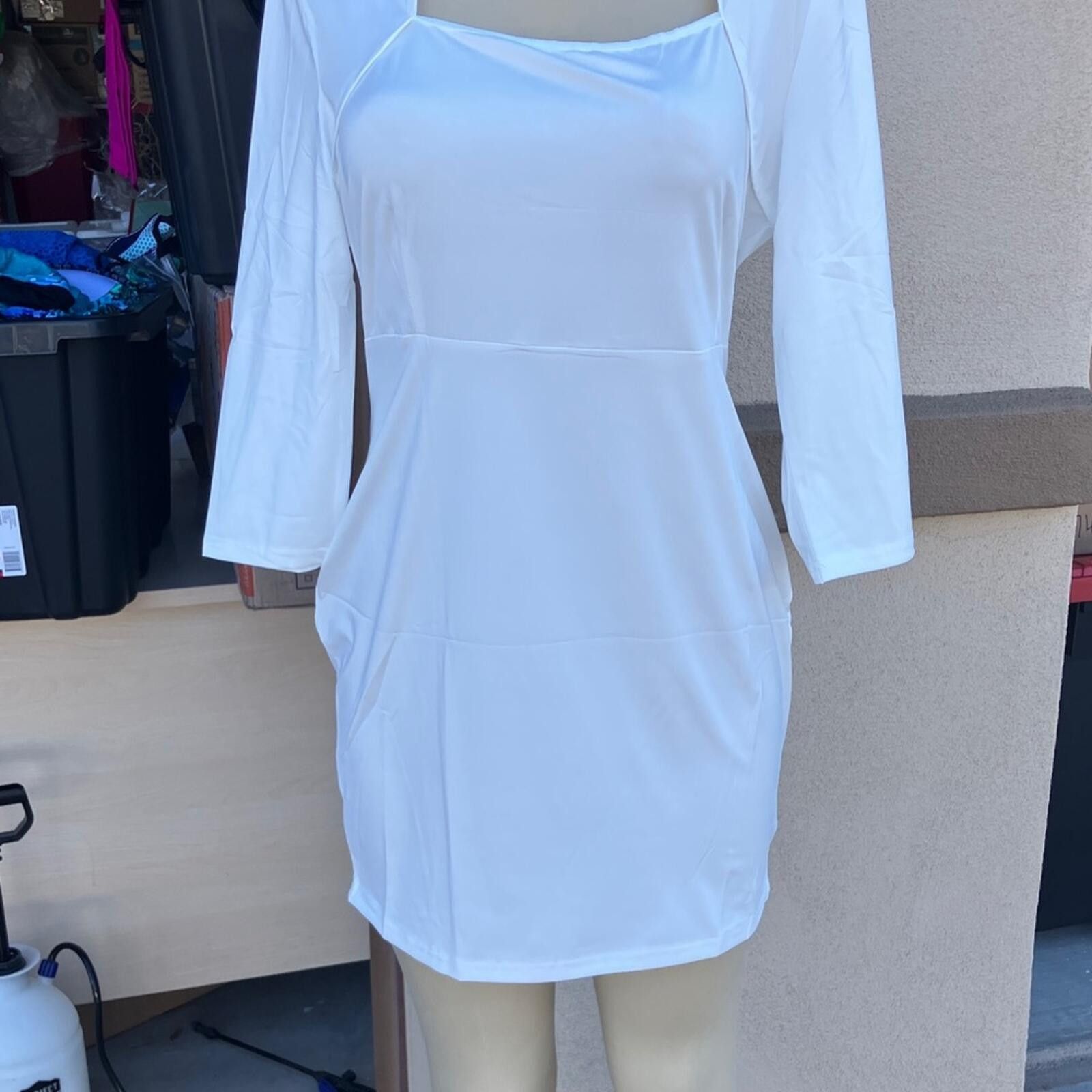 Other MaryUP Women's Square Neck White Dress XL Size XL / US 12-14 / IT 48-50 - 5 Thumbnail
