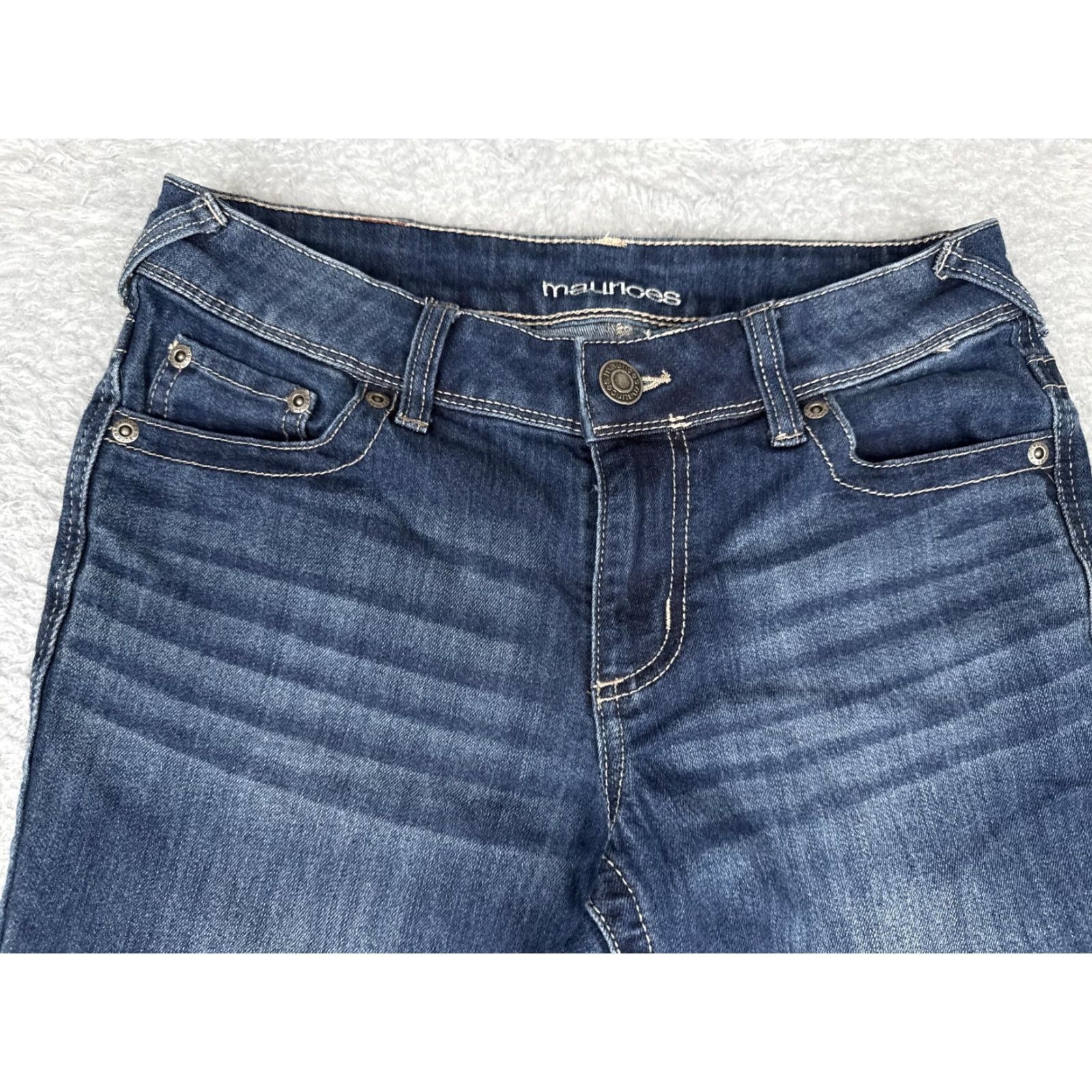 Vintage Maurices Jeans Womens Bootcut Denim Medium Blue 2 Short Stretch 5-Pocket M Detail Zipper Embroidered Size 26" / US 2 / IT 38 - 4 Thumbnail