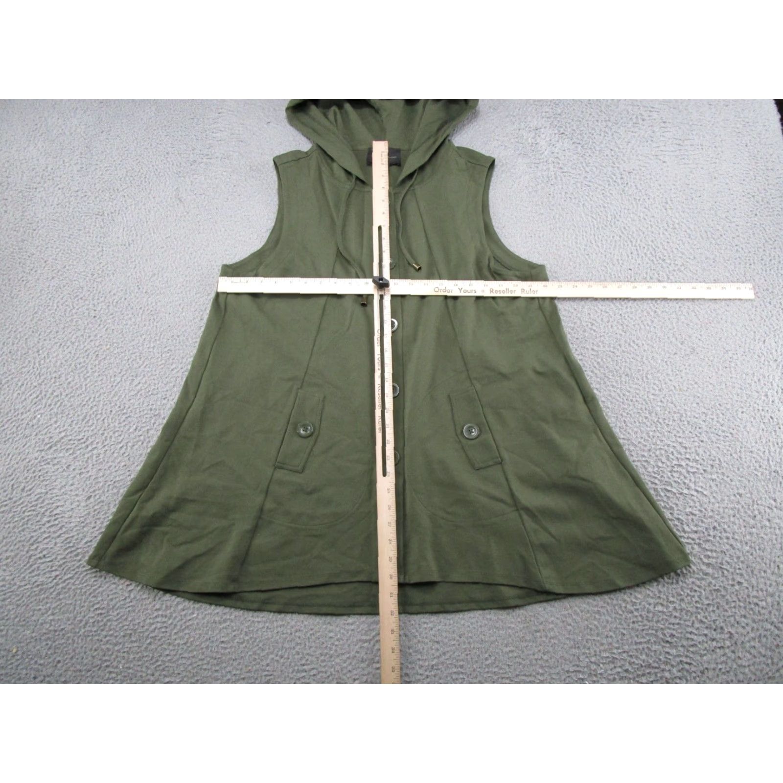 Christian Siriano Christian Siriano Vest Hooded Pockets 2X Green Sleeveless Button Front Front Pockets Womens Medium? Size XXL / US 16-18 / IT 52-54 - 4 Thumbnail