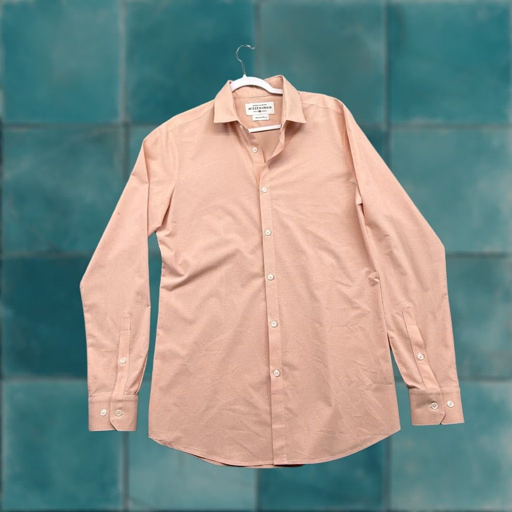 Mizzen+Main VINTAGE Mizzen+Main Leeward Shirt Mens LT Pink Gingham Button-Down Collared Slim Fit Long Sleeve Casual Workwear Size US L / EU 52-54 / 3 - 1 Thumbnail