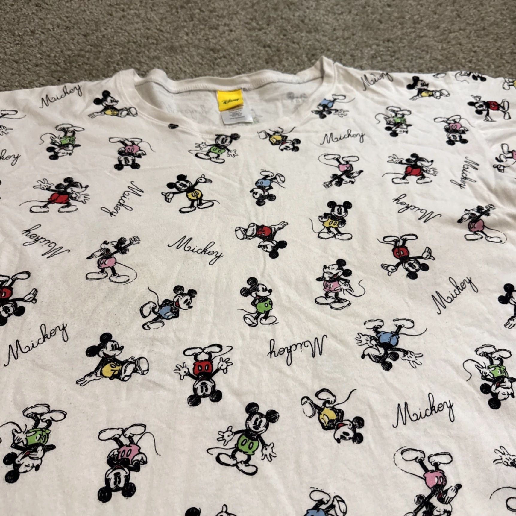 Vintage Disney Mickey Mouse Jerry Leigh All Over Print White T-Shirt 2X Womens Regular 2XL Size XXL / US 16-18 / IT 52-54 - 3 Thumbnail