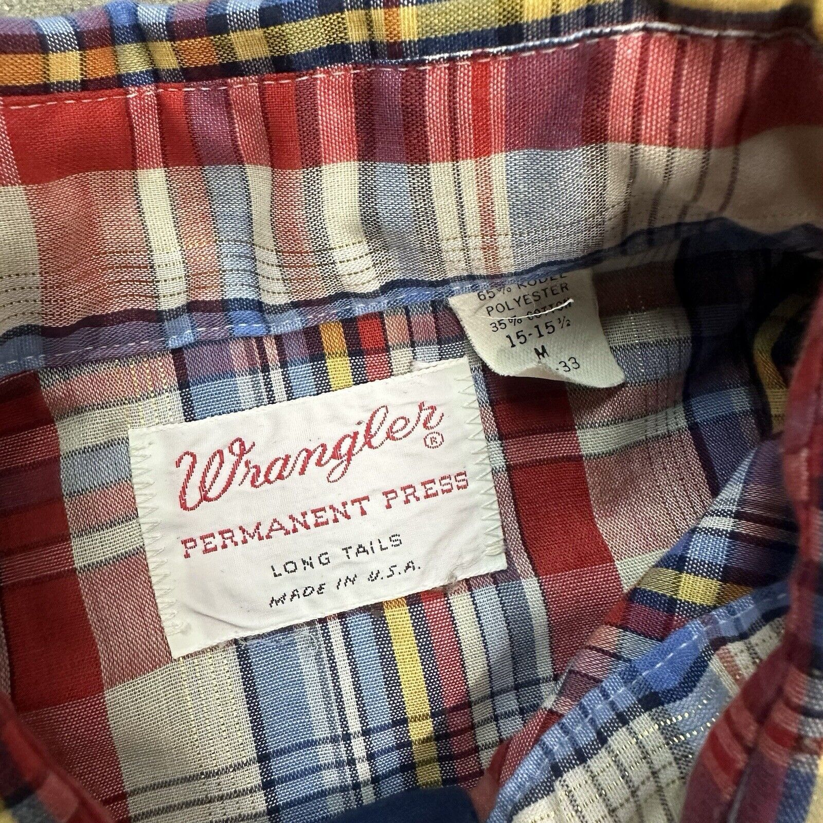 Vintage × Wrangler Vintage 70s Wrangler Permanent Press Plaid Pearl Snap Shirt Size US M / EU 48-50 / 2 - 5 Thumbnail