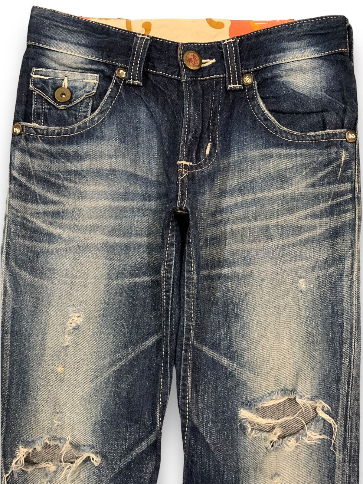 Edwin Vintage Edwin Blue Trip Flare Bootcut Distressed Jeans Size US 31 - 3 Thumbnail