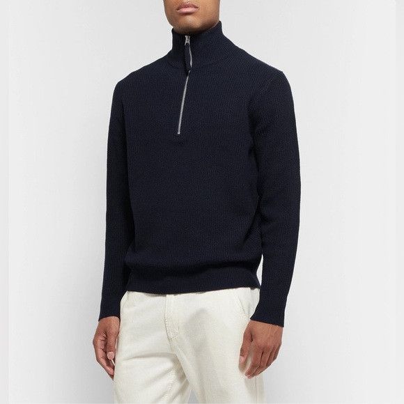 Alex Mill Alex Mill Navy Merino Wool 1/4 Zip Sweater - Size L Size US L / EU 52-54 / 3 - 2 Thumbnail