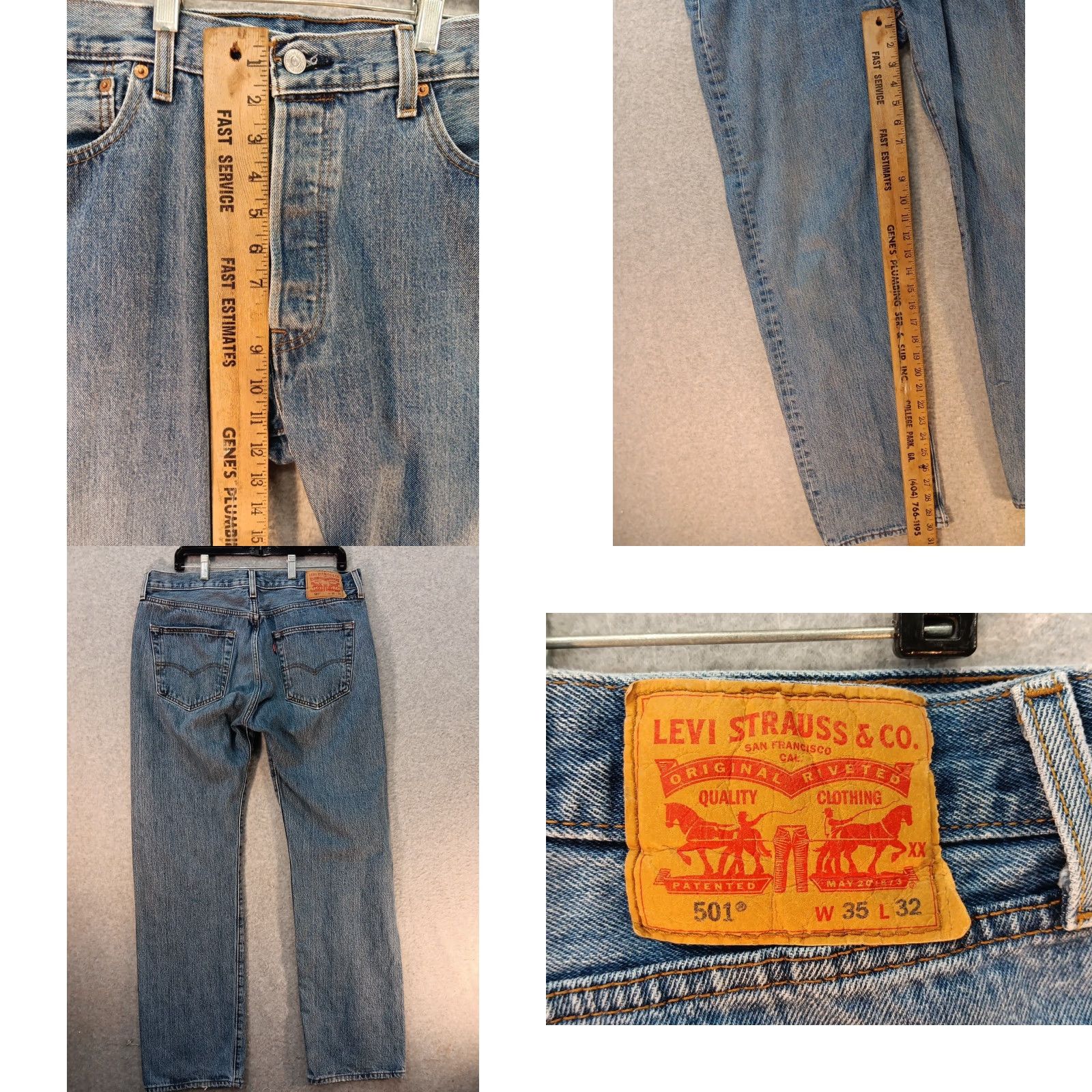 Levi's VINTAGE Levis 501 Jeans Mens 35x32 Blue Straight Button Fly Denim Lot Of 2 Levi's 501 Series 90s Womens? Wait Size US 35 - 8 Thumbnail