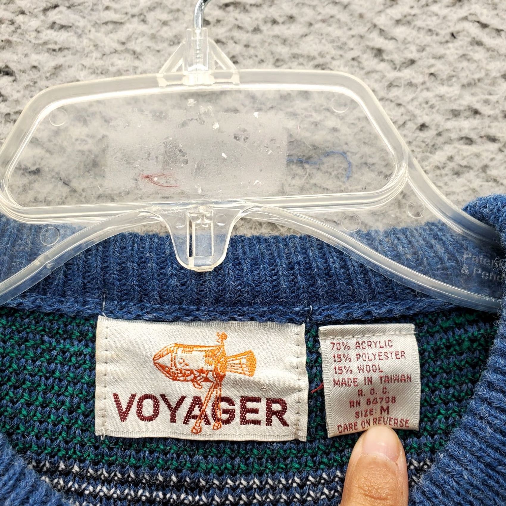Vintage VINTAGE Voyager Sweater Mens M Multi Geometric 3D Knit Wool Blend Crewneck Size M Mens Size US M / EU 48-50 / 2 - 5 Thumbnail