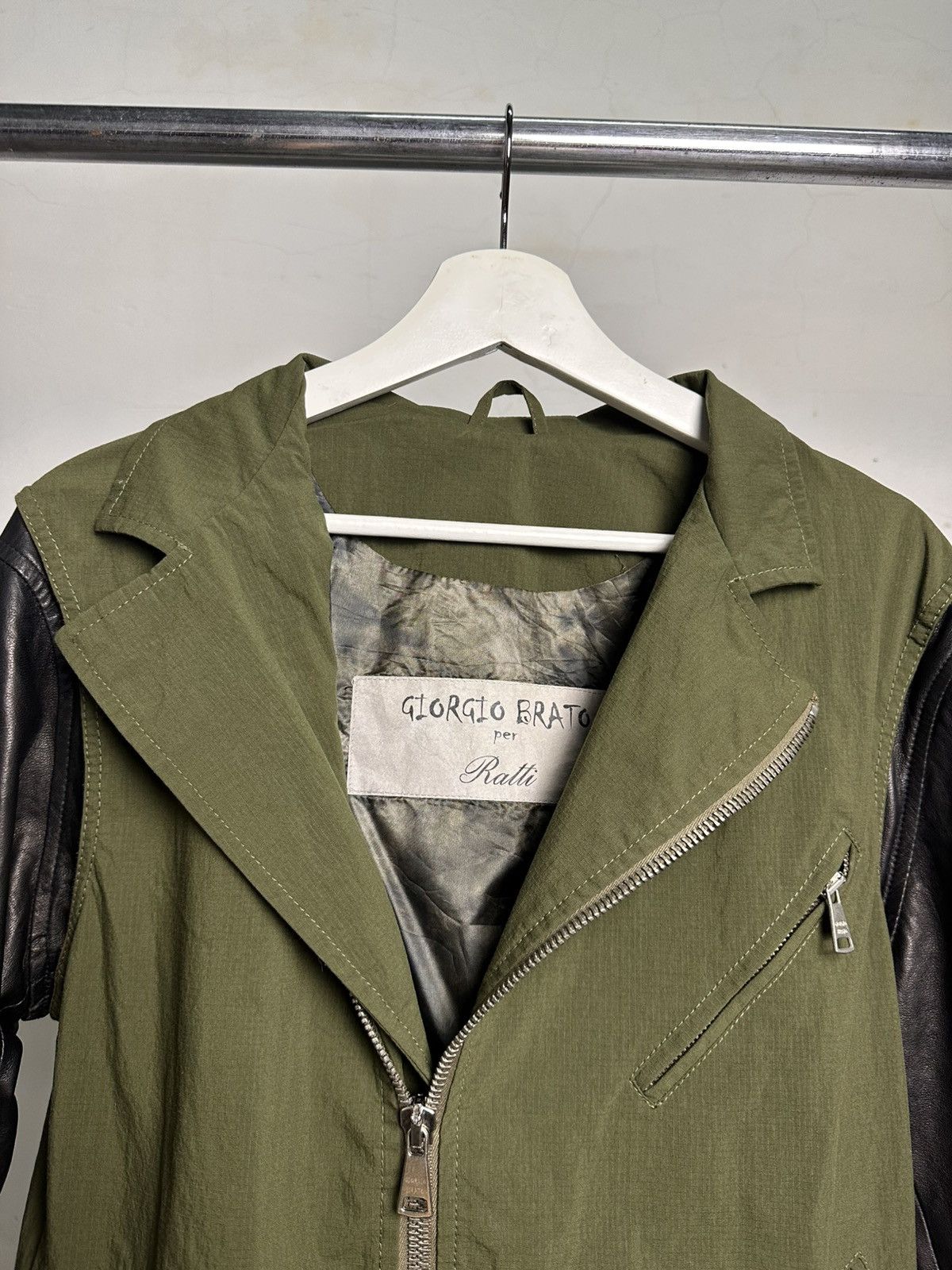 Giorgio Brato Giorgio Brato Ripstop Hybrid Leather Ratti Biker Jacket Size US L / EU 52-54 / 3 - 4 Thumbnail