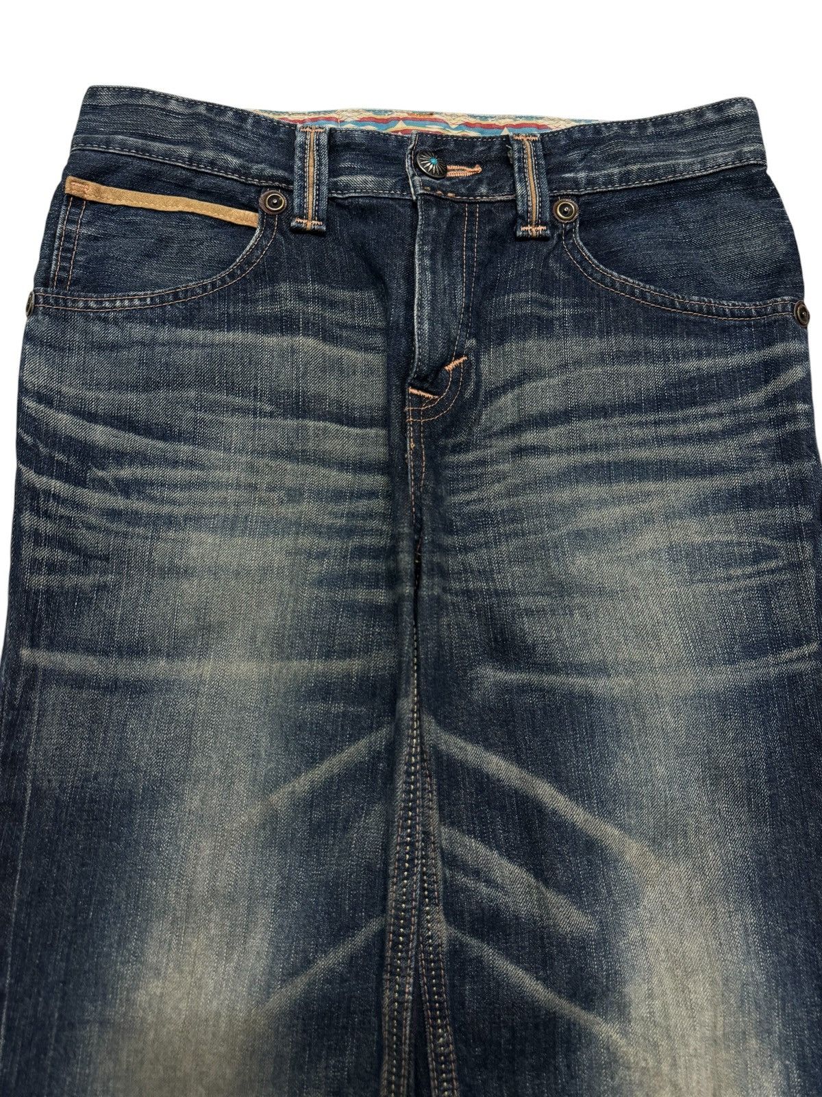 Edwin ⚡️FLARED⚡️VINTAGE EDWIN WHISKER SICK WATER SPLASHING DENIM Size US 31 - 4 Thumbnail