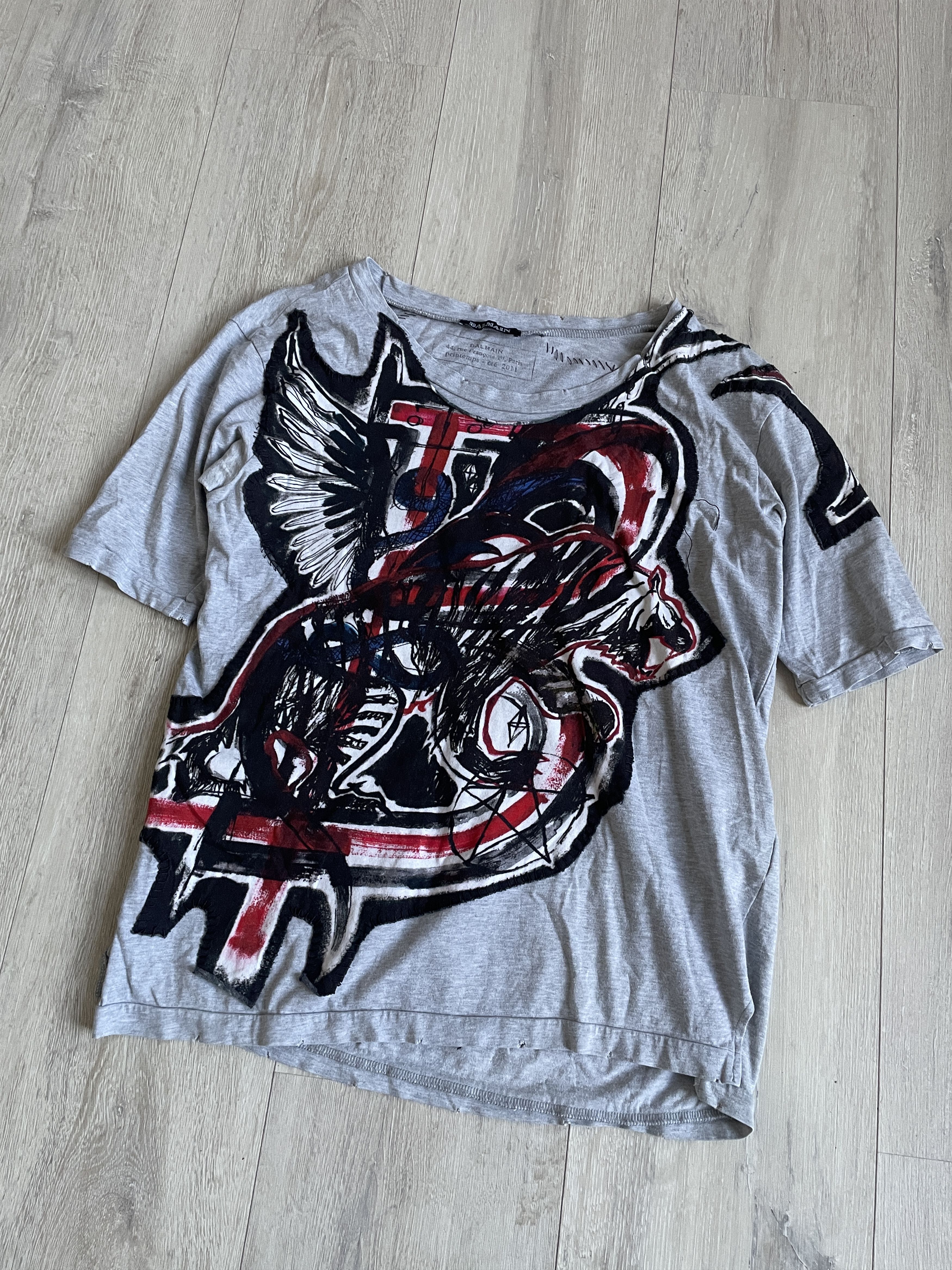 Balmain Balmain SS11 punk logo stitch t-shirt by Christophe Decarnin Size S / US 4 / IT 40 - 7 Thumbnail