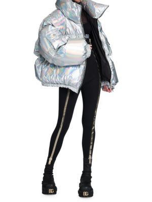 Dolce & Gabbana o1y0825 Turtleneck Shell Jacket in Silver Size S / US 4 / IT 40 - 6 Thumbnail
