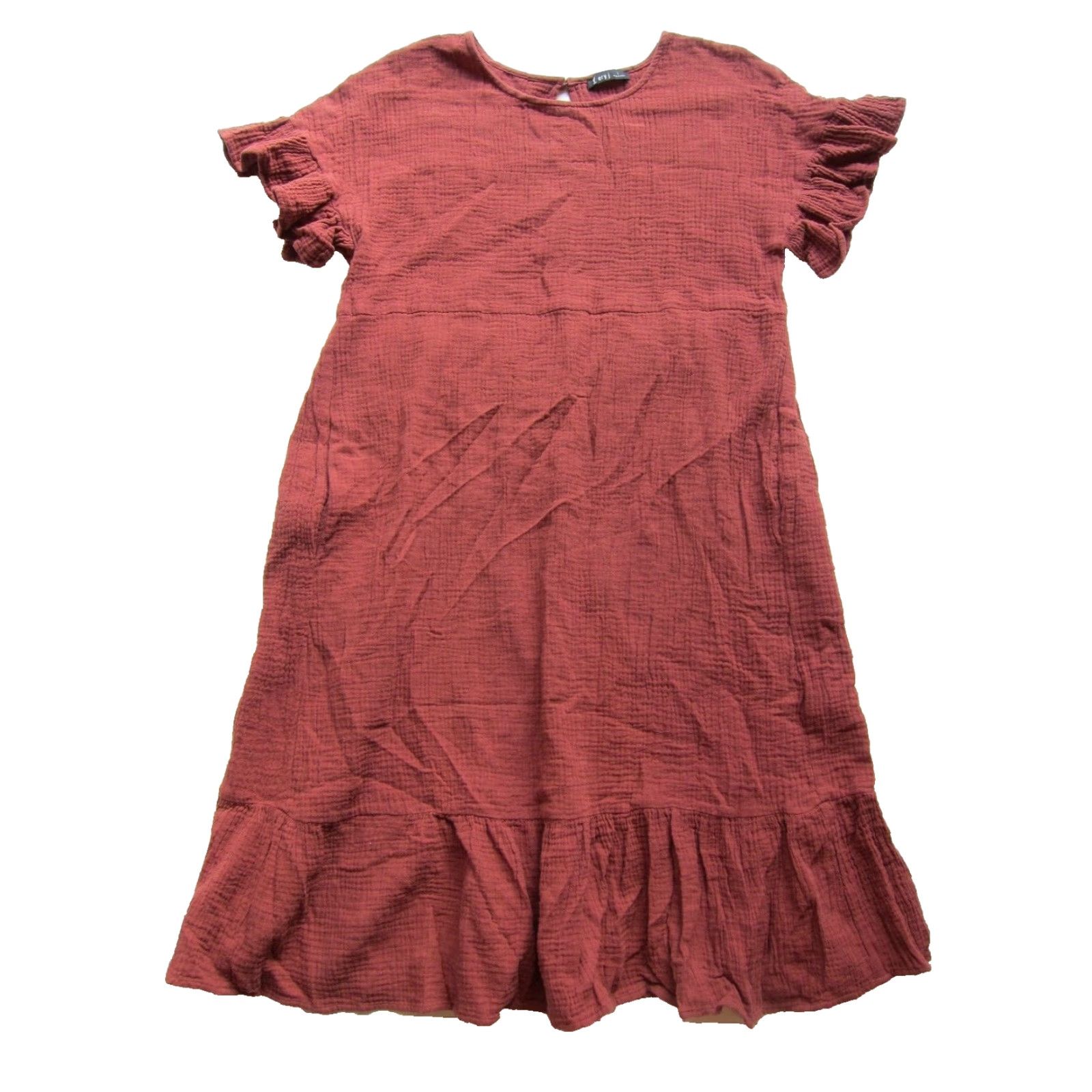 Vintage VINTAGE Very J 100% Cotton Gauze Short Sleeve Pocket Lagenlook Smock Tunic Dress Large Size 36" / US 14 / IT 50 - 2 Thumbnail