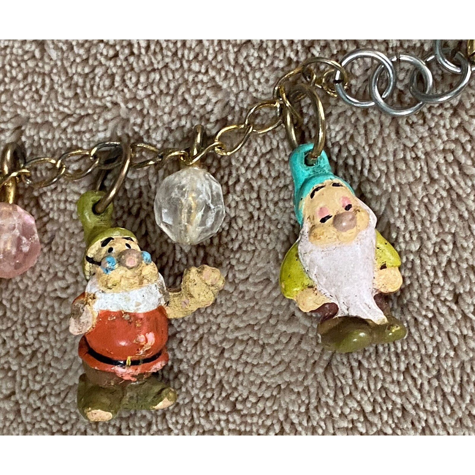 Disney 1980s Disney Vintage Antique Snow White Dwarf Charm Bracelet Size ONE SIZE - 3 Thumbnail