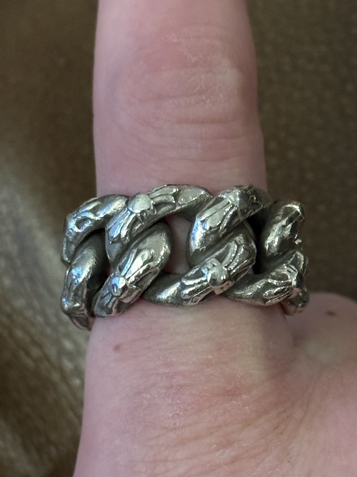 Pre-owned Chrome Hearts Large Xtra Fancy Cuban Link Ring Size 11 In Silver