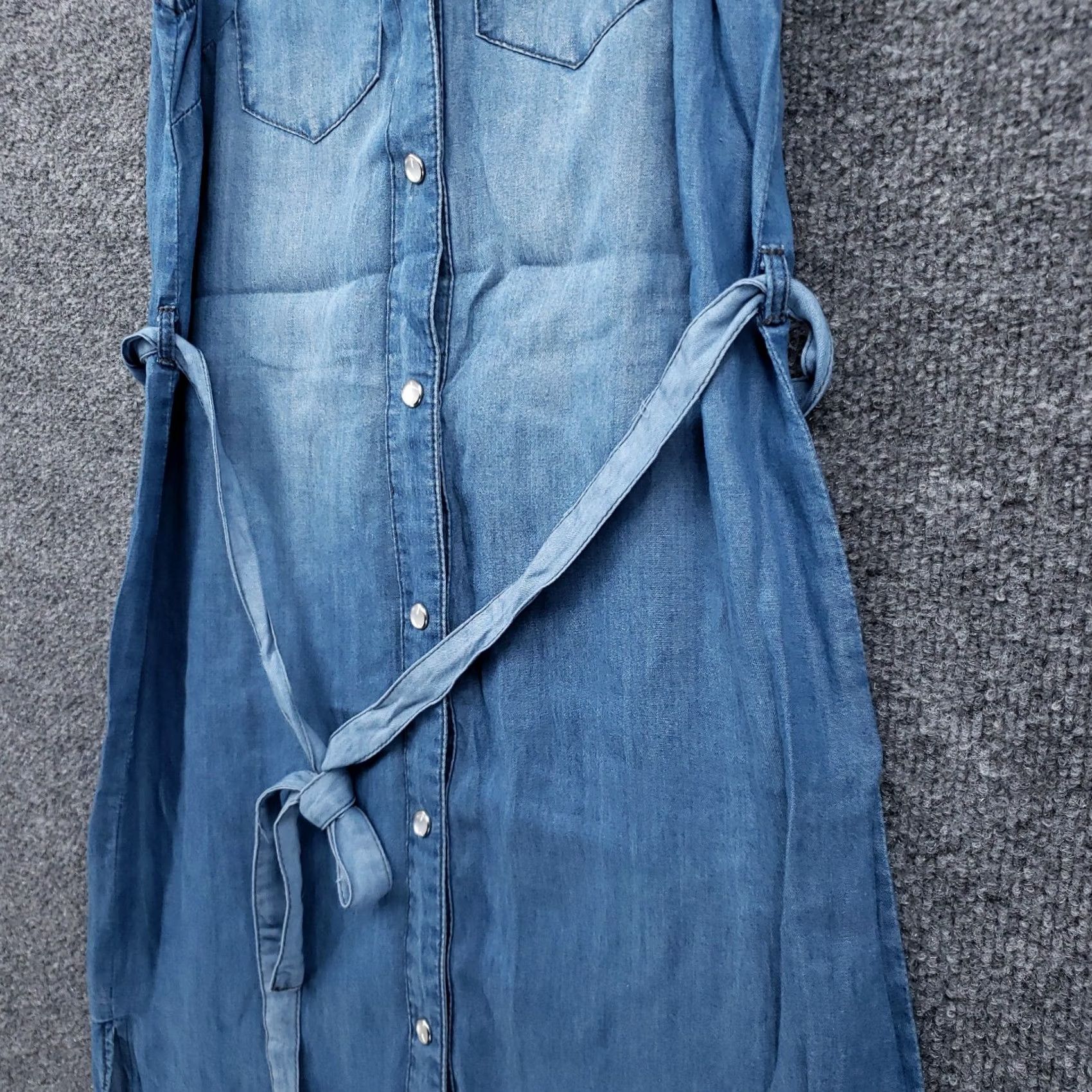Vintage Rue21 Shirt Dress Womens XS Blue Sleeveless Button-Up Belted Stonewash Lyocell II Ladies Short Dress Size XS / US 0-2 / IT 36-38 - 6 Thumbnail