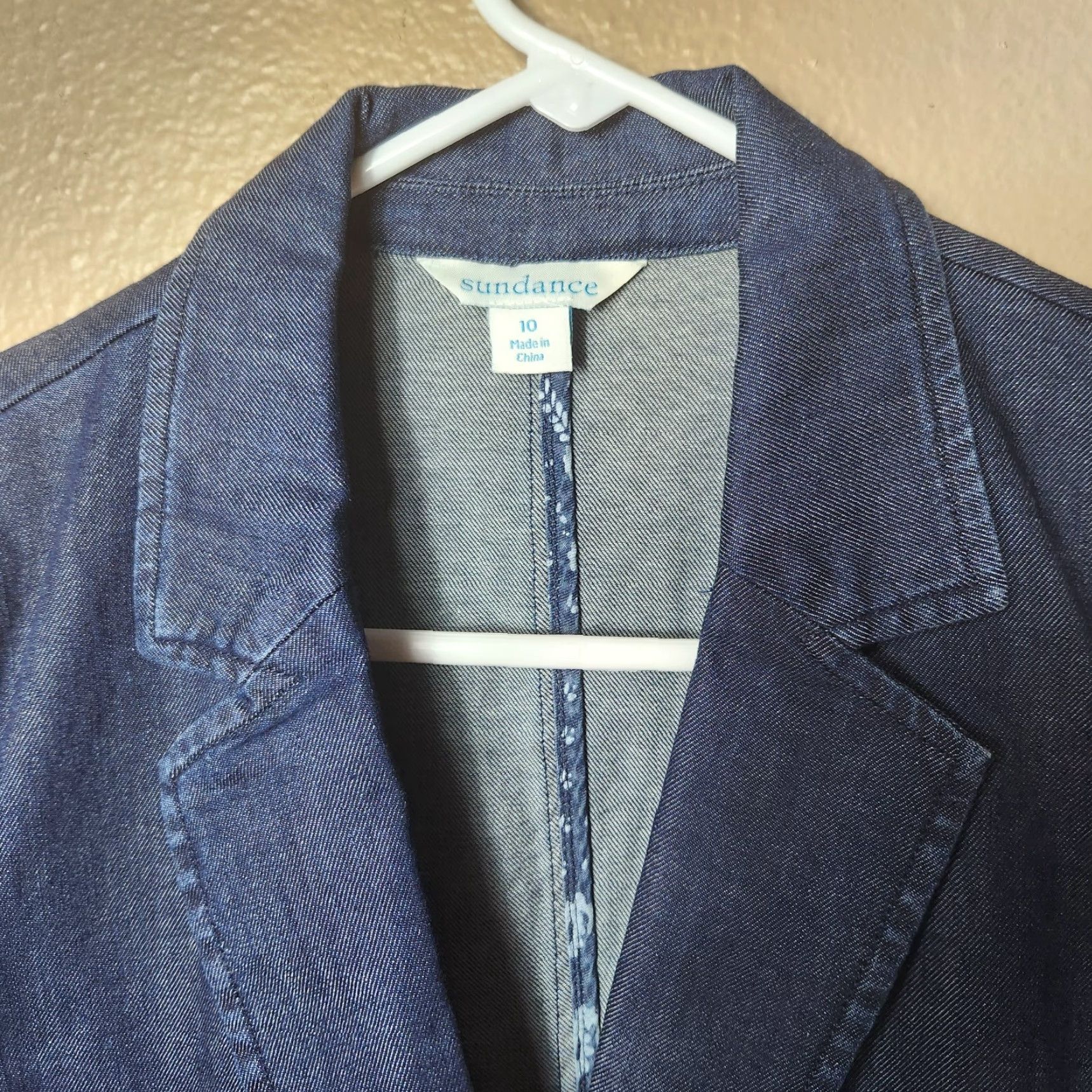 Vintage Sundance Tania Denim Dark Wash One Button Blazer-Size 10 Womens Blazer Denim Blue Bohemian Western Vintage-Style Jacket with Pockets Surgeon Cuffs Size L / US 10 / IT 46 - 4 Thumbnail