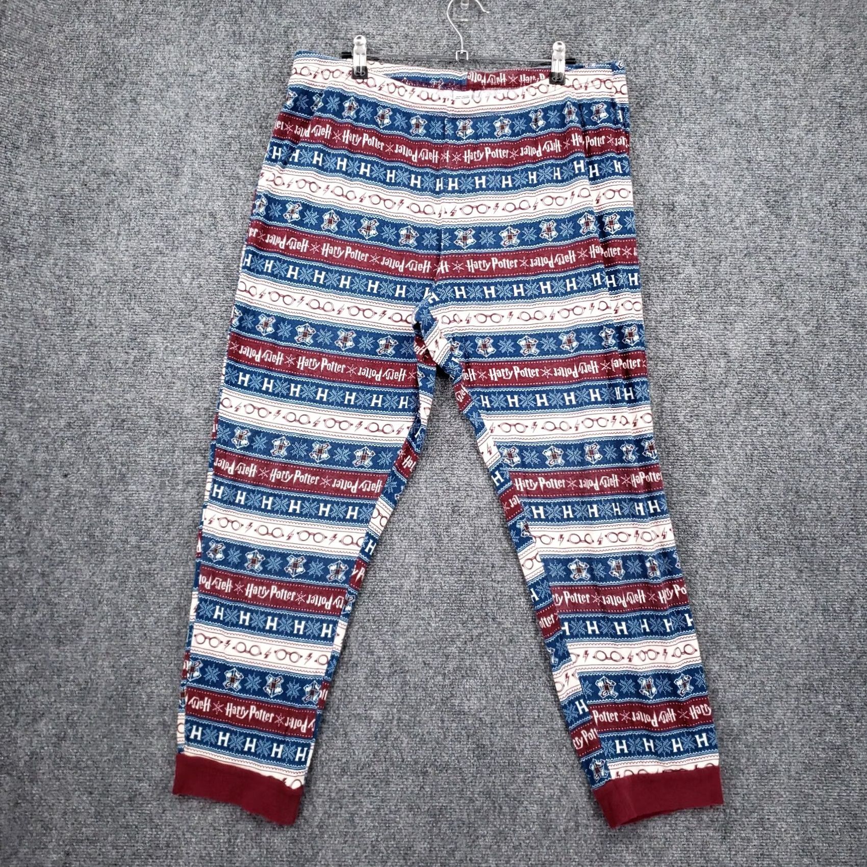 Vintage Harry Potter Pajama Pants L Adults Blue Red Sleepwear Geometric Christmas Knit 100% Cotton Size 36" / US 14 / IT 50 - 2 Thumbnail
