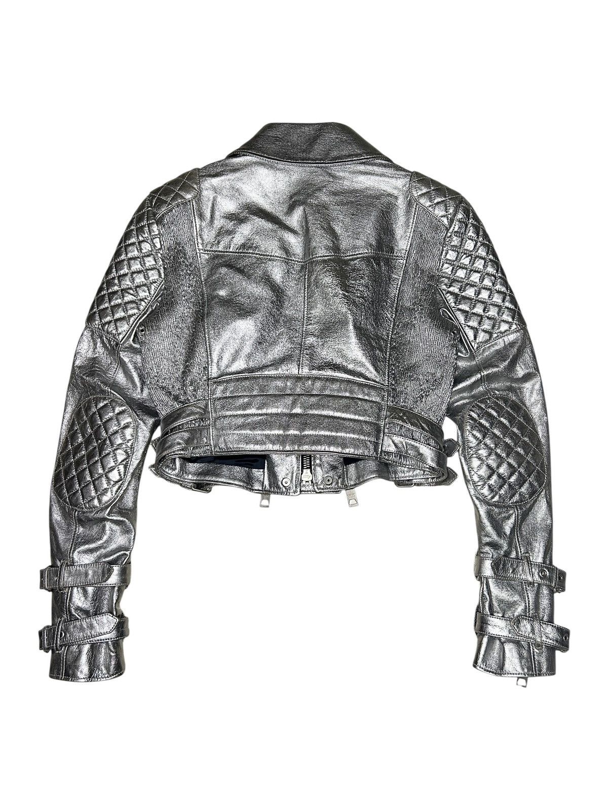 Burberry Prorsum S/S 11 Silver Quilted Moto Jacket Size M / US 6-8 / IT 42-44 - 11 Thumbnail