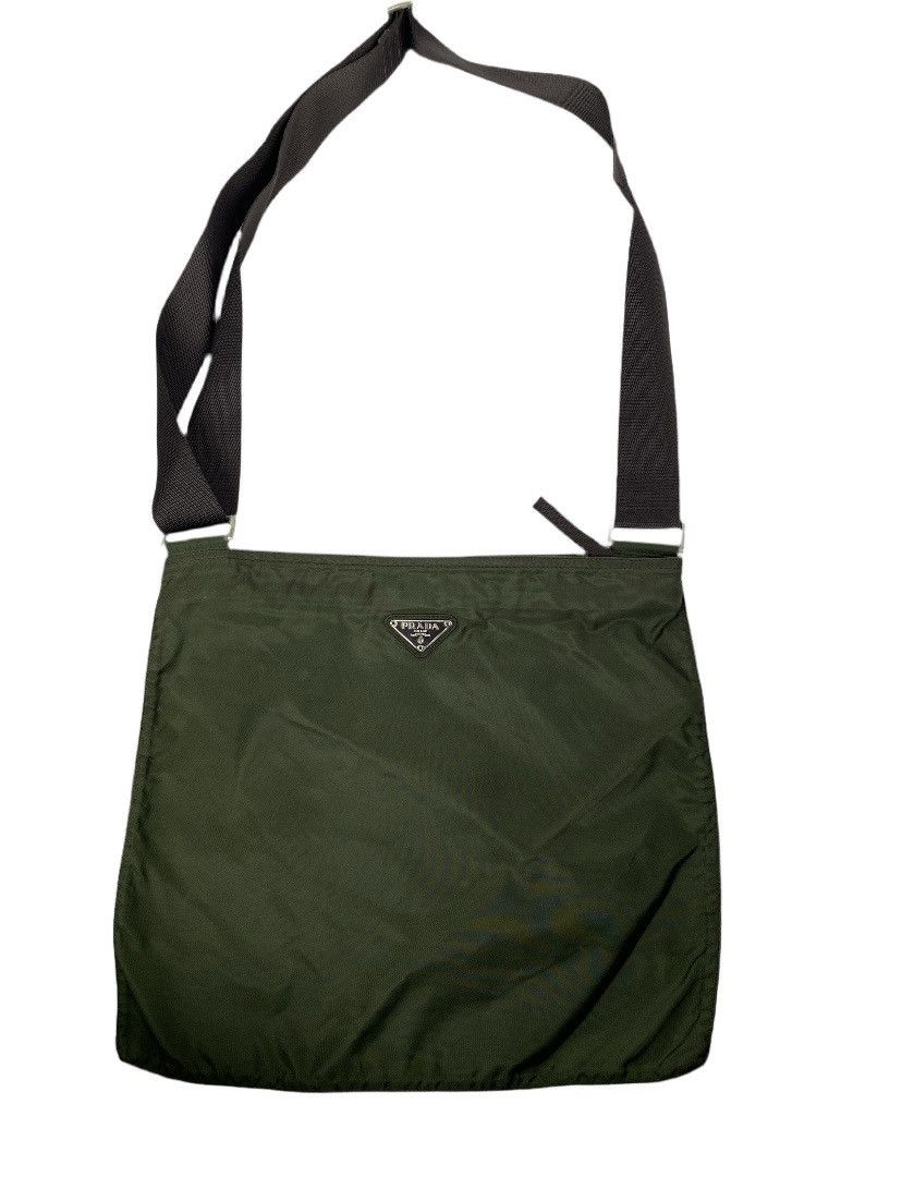 Prada Tessuto Nylon Crossbody Bag in Green, Men's