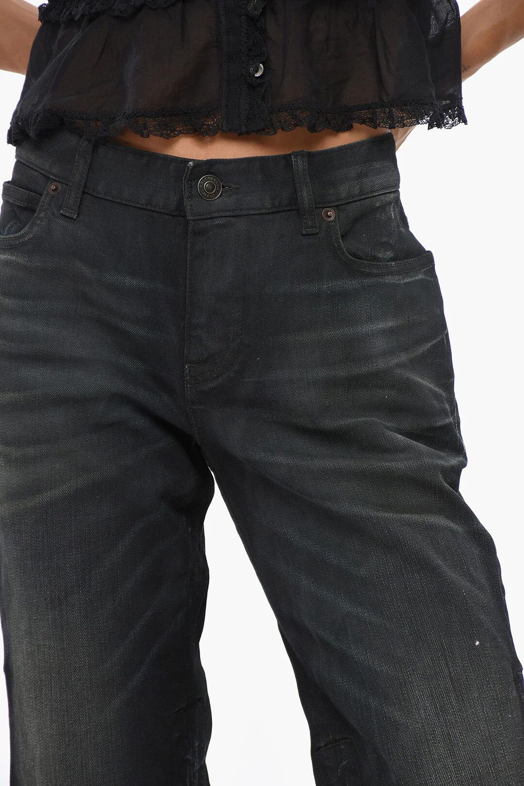 Balenciaga og1mm0326 Cropped Dark-Wash Jeans in Grey Size 25" / US 0 / IT 36 - 3 Thumbnail