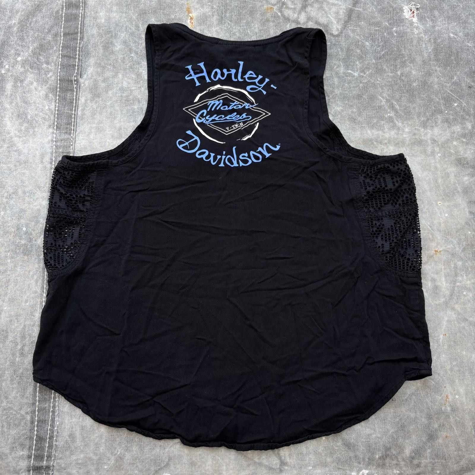 Harley Davidson Vintage Y2K Harley Davidson Biker Snap Button Lace Tank Top Size L / US 10 / IT 46 - 2 Thumbnail