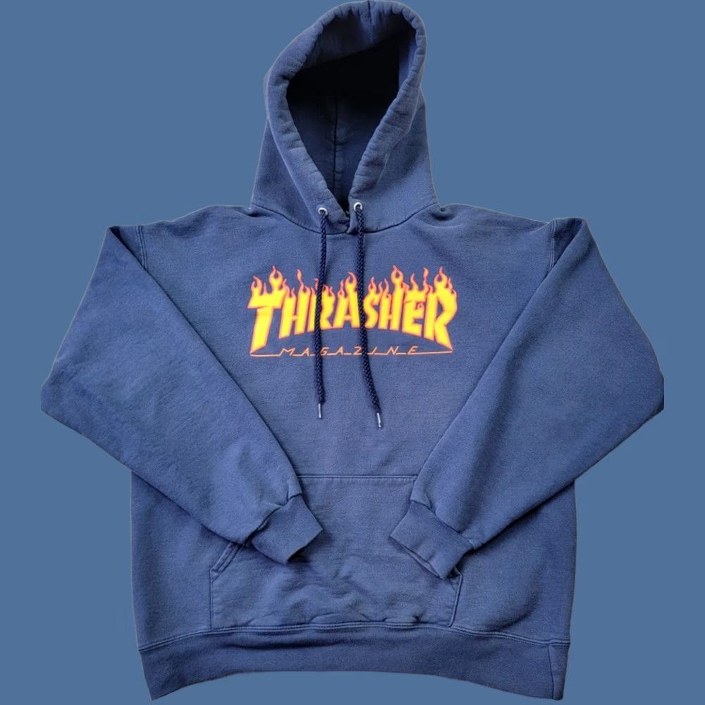 Thrasher Thrasher Hooded Sweatshirt Mens Medium Blue Flame Logo Skater Magazine Size US M / EU 48-50 / 2 - 1 Thumbnail