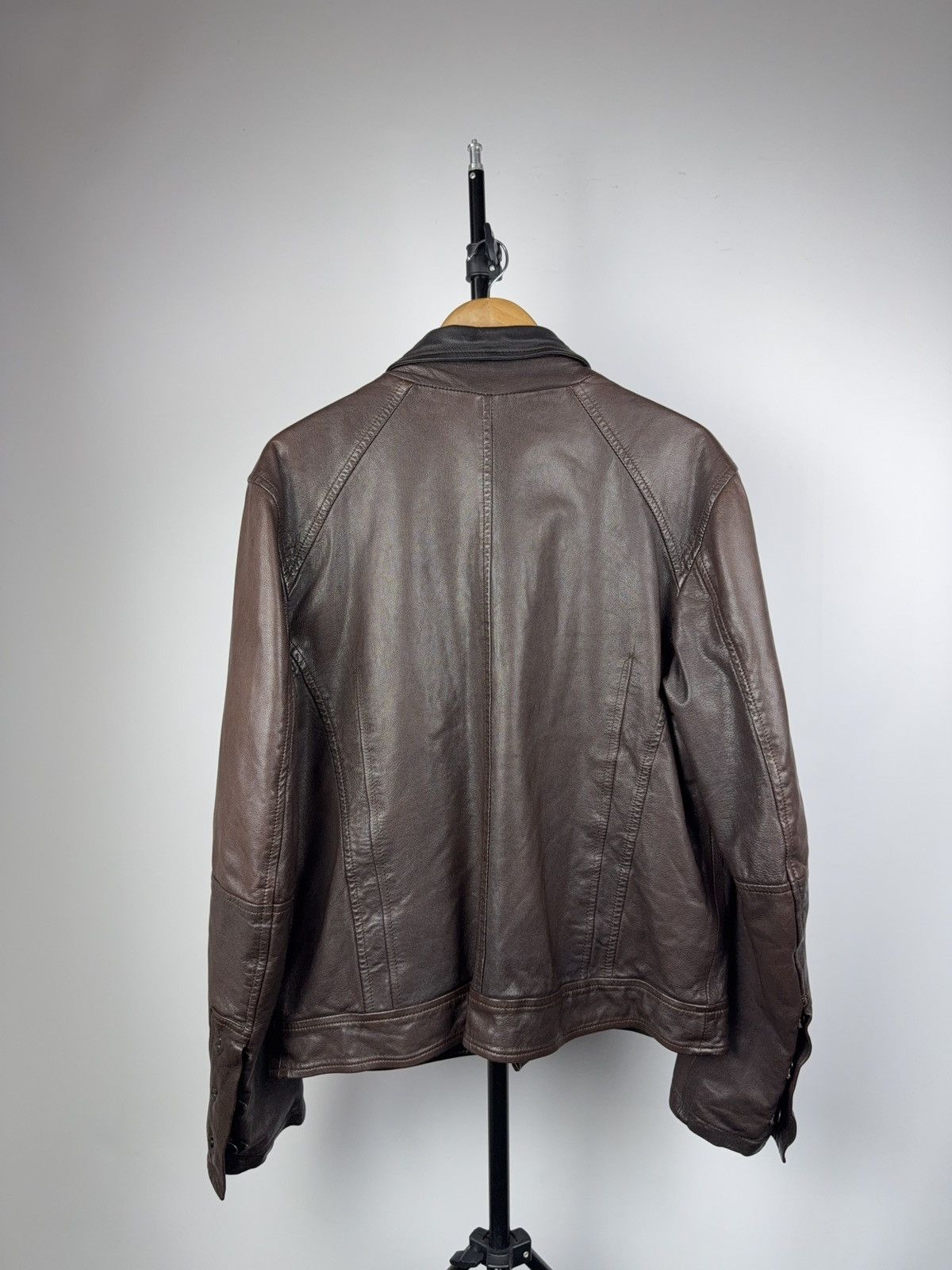 Messagerie Messagerie Italy Brown Leather Jacket Biker Military Style Size US L / EU 52-54 / 3 - 9 Thumbnail